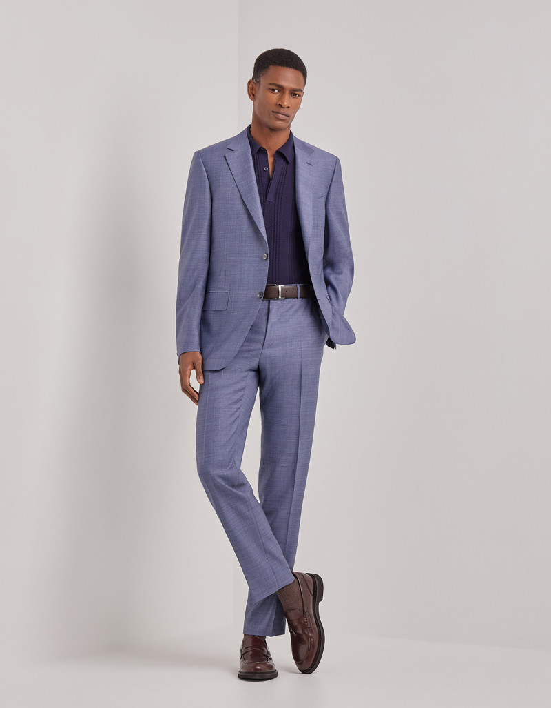 Canali LIGHT BLUE DENIM-EFFECT WOOL REGULAR-FIT SUIT outlook
