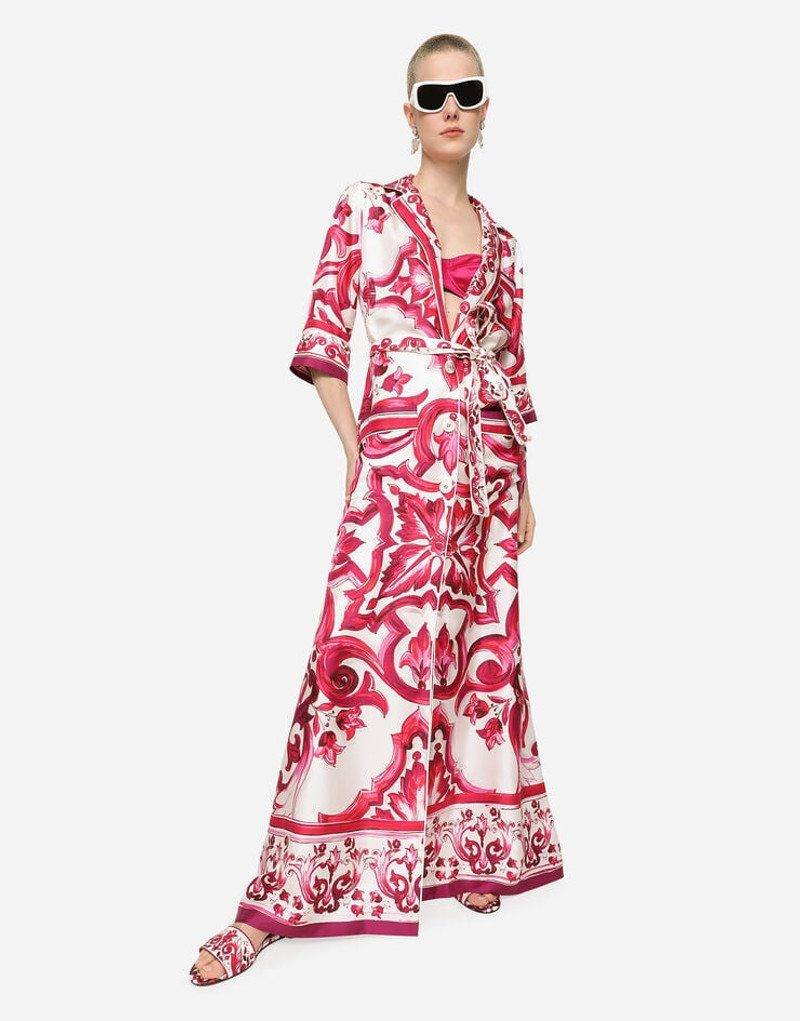 Long Majolica-print twill shirt dress 5
