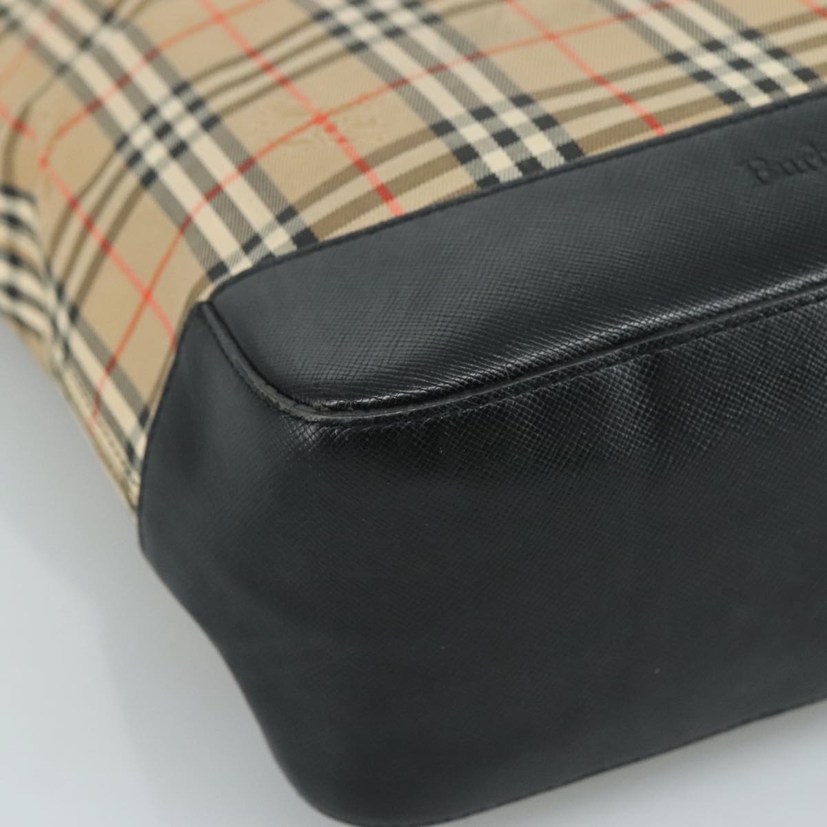 Burberry Nova Check Tote Bag Canvas Leather Beige Black Gold - 14