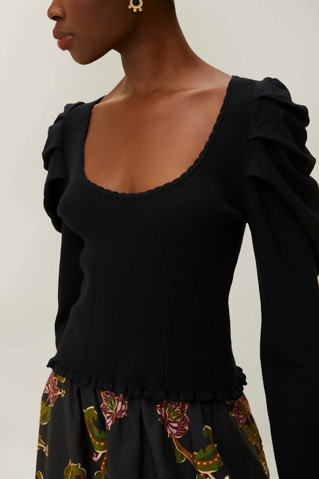 Black Knit Blouse - 2