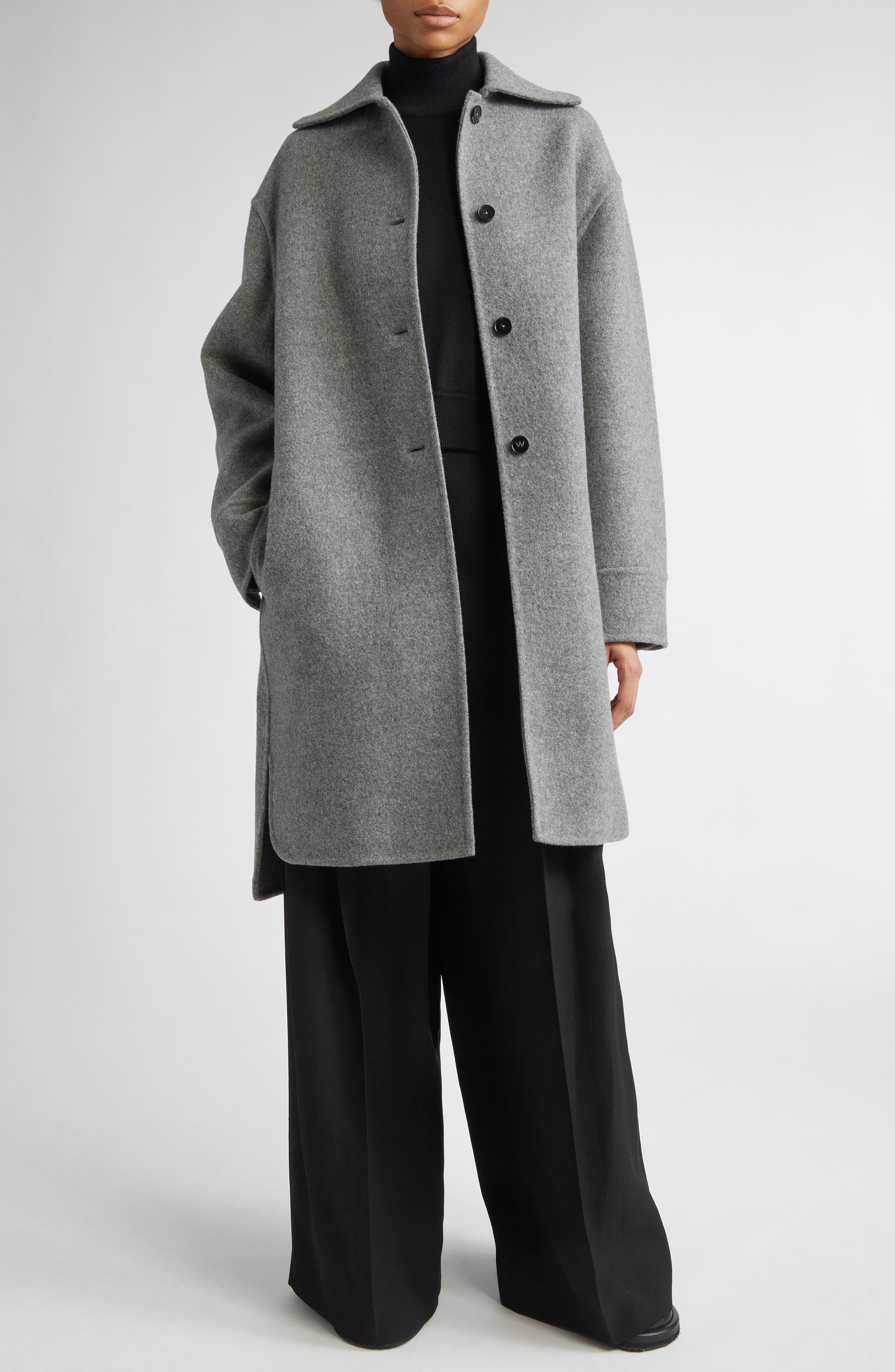 Jil Sander Relaxed Virgin Wool Coat in Pebble at Nordstrom - 2