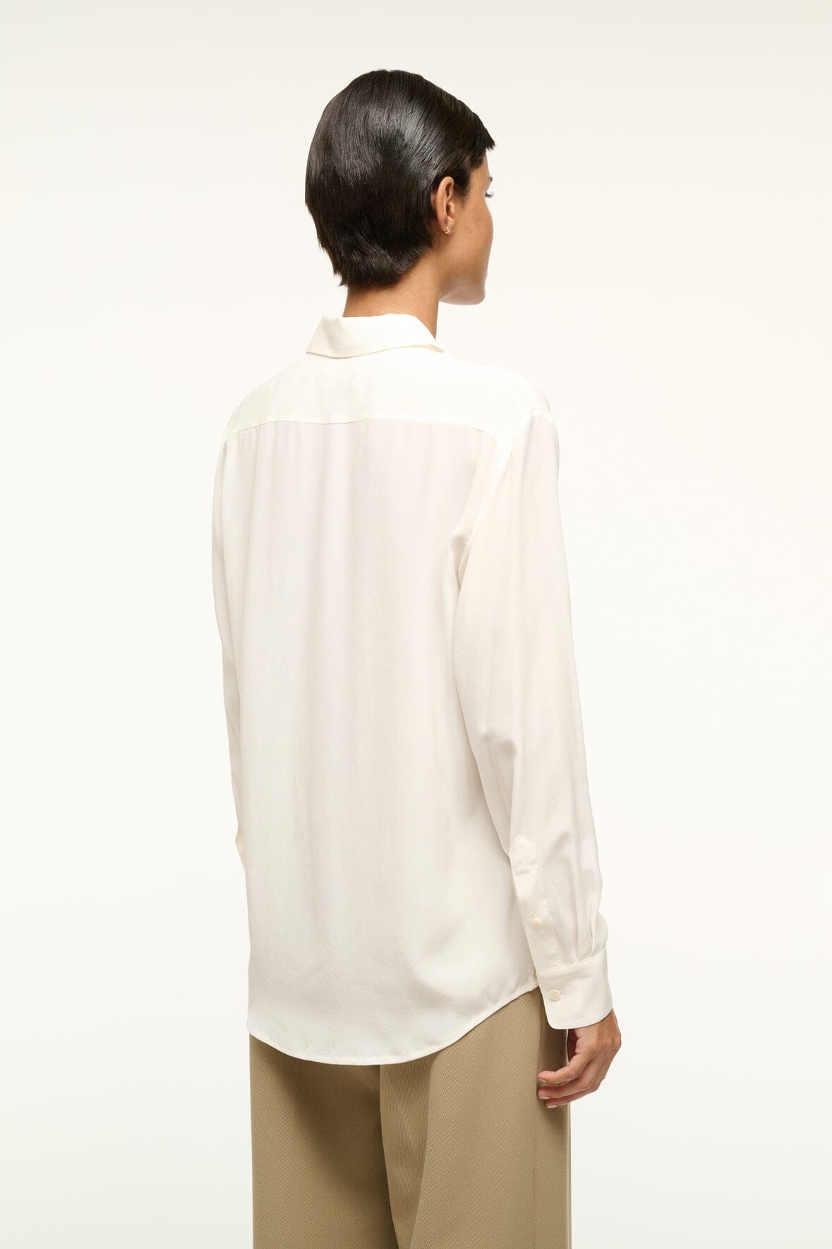 STAUD ROXBURY SILK SHIRT IVORY - 5