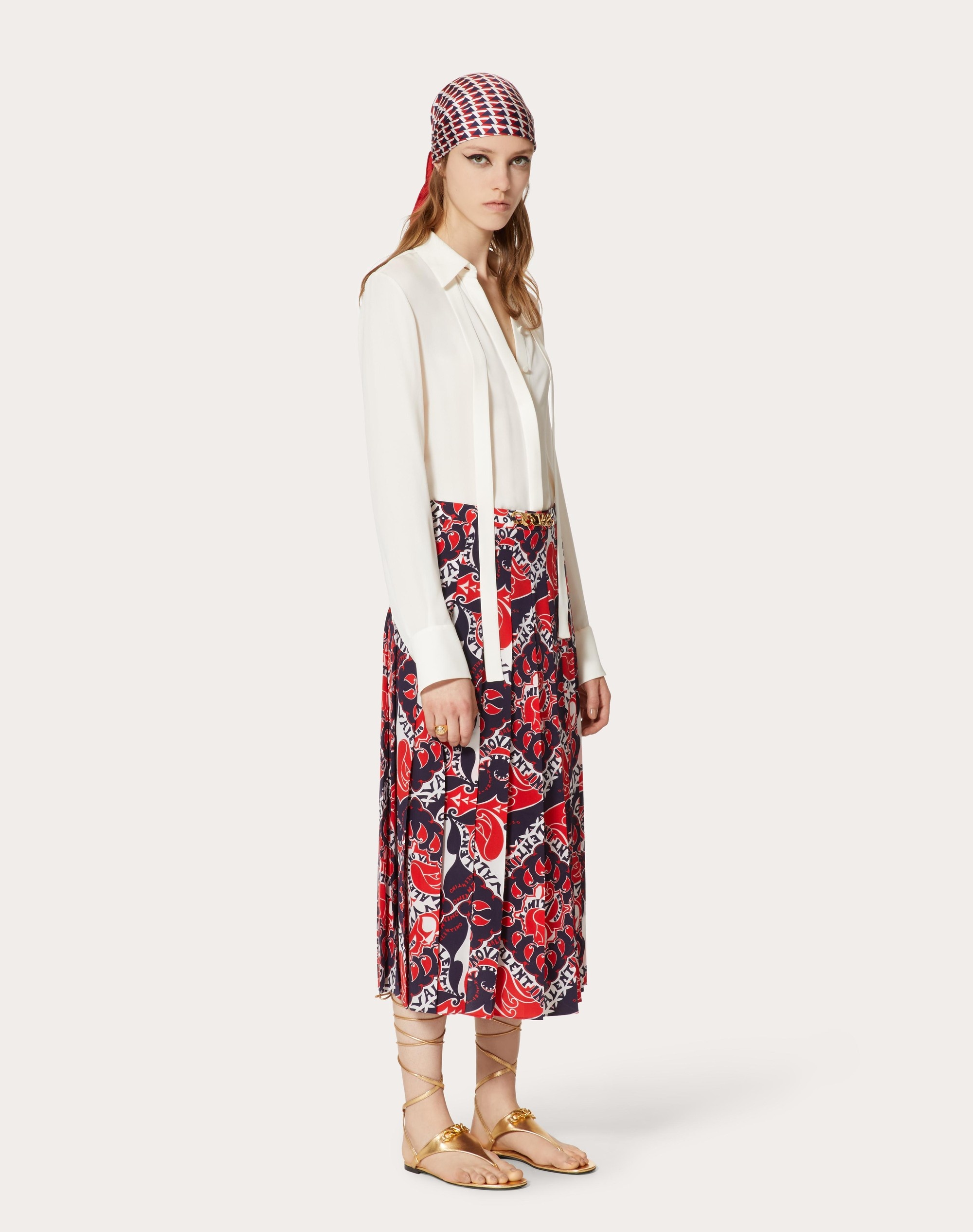 CREPE DE CHINE CHEMISIER DRESS IN ARCHIVE MANIFESTO BANDANA PRINT - 2