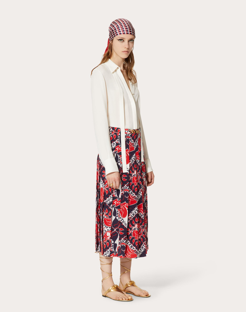 Valentino CREPE DE CHINE CHEMISIER DRESS IN ARCHIVE MANIFESTO BANDANA PRINT outlook