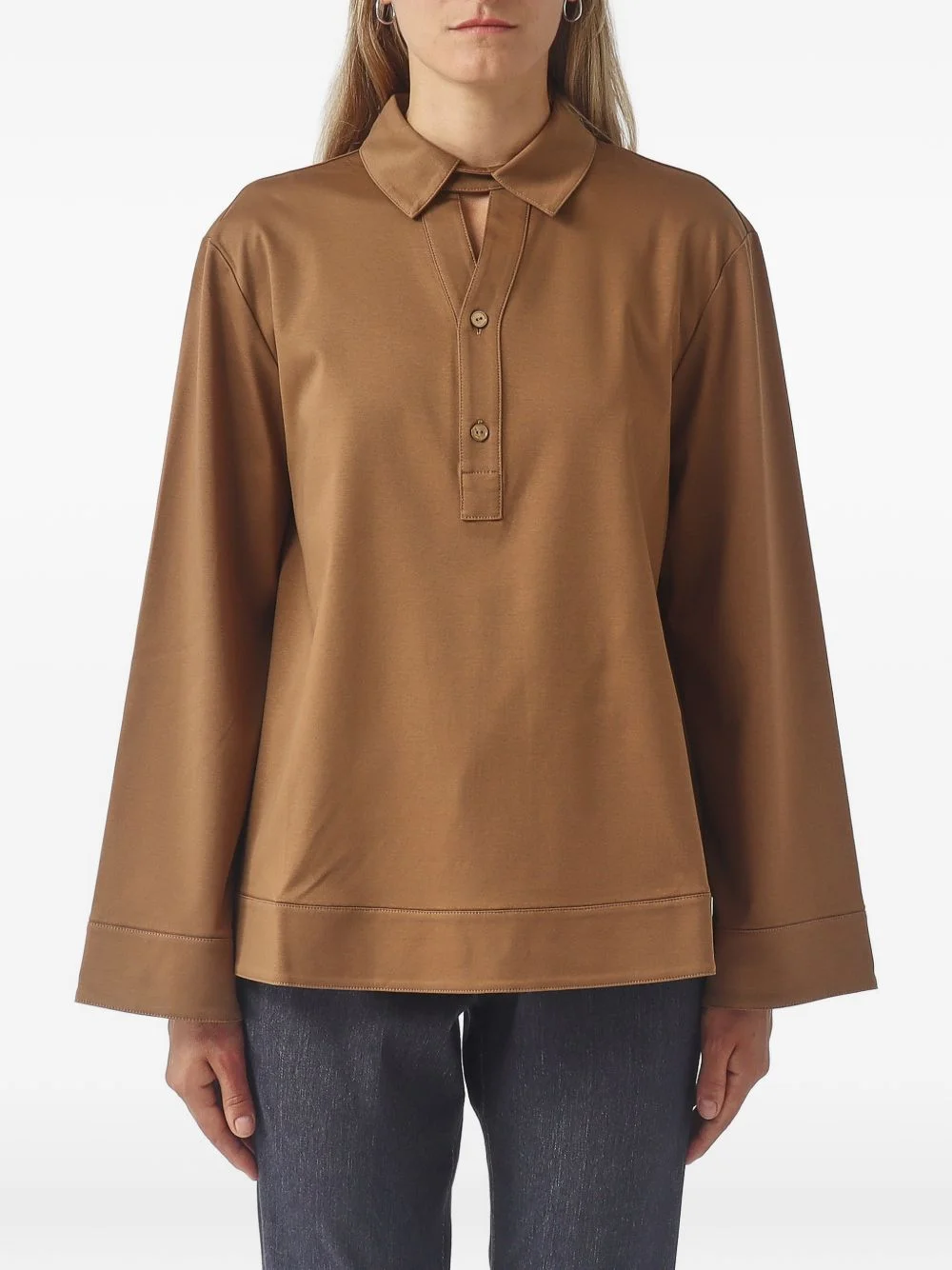 long-sleeve polo top - 1