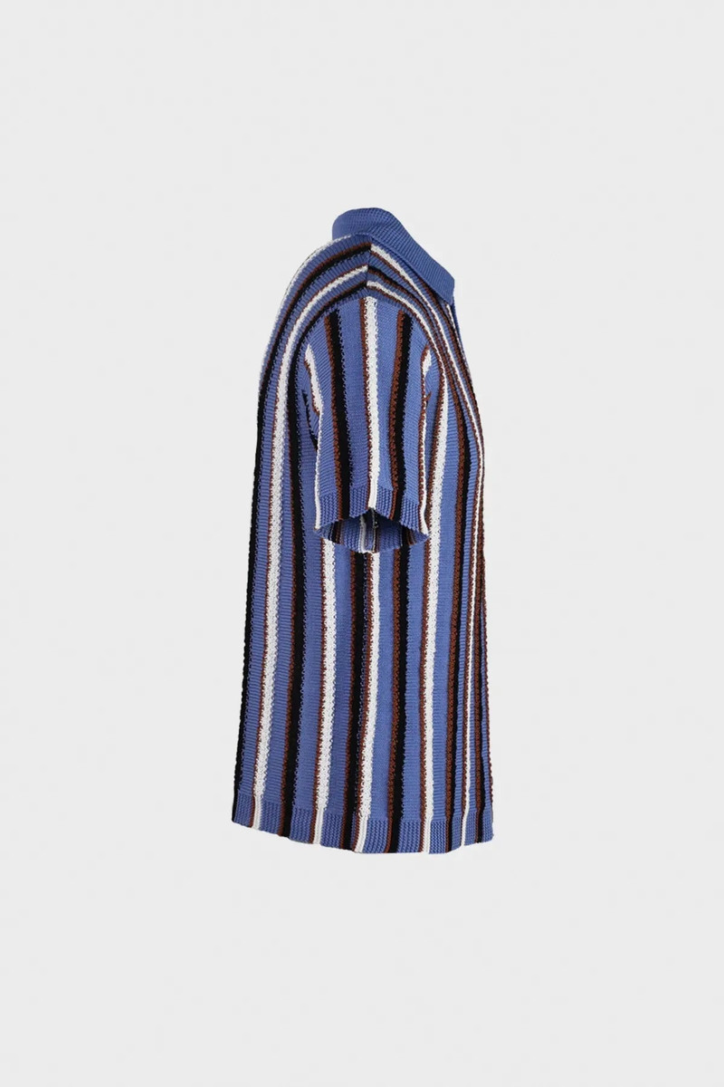 Marni Cotton Cable Striped Crochet Polo - Opal outlook