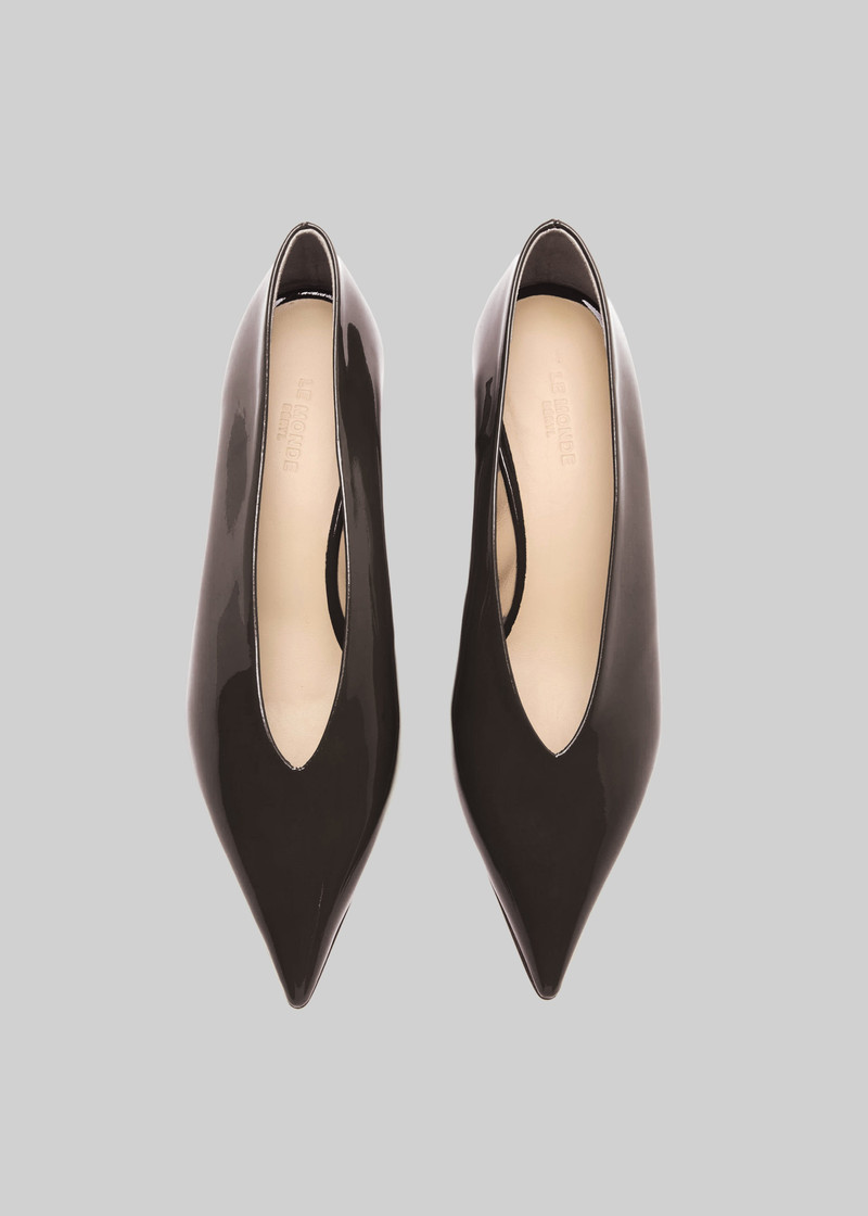 Le Monde Beryl Babouche Kitten Heels Vernice Leather - Plum 4
