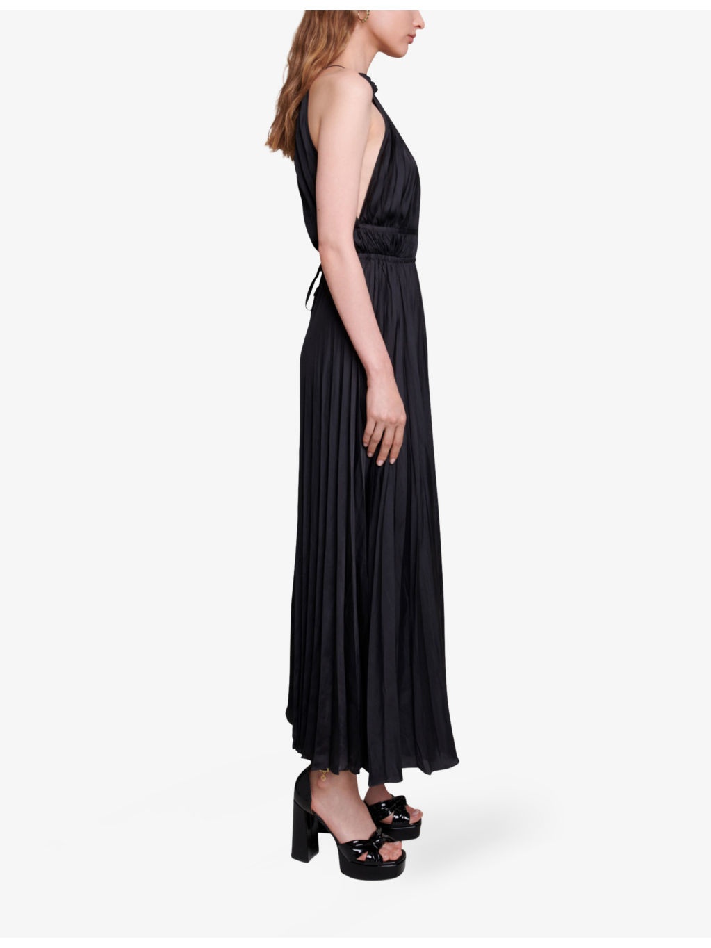 Villy halter-neck pleated satin maxi dress - 3