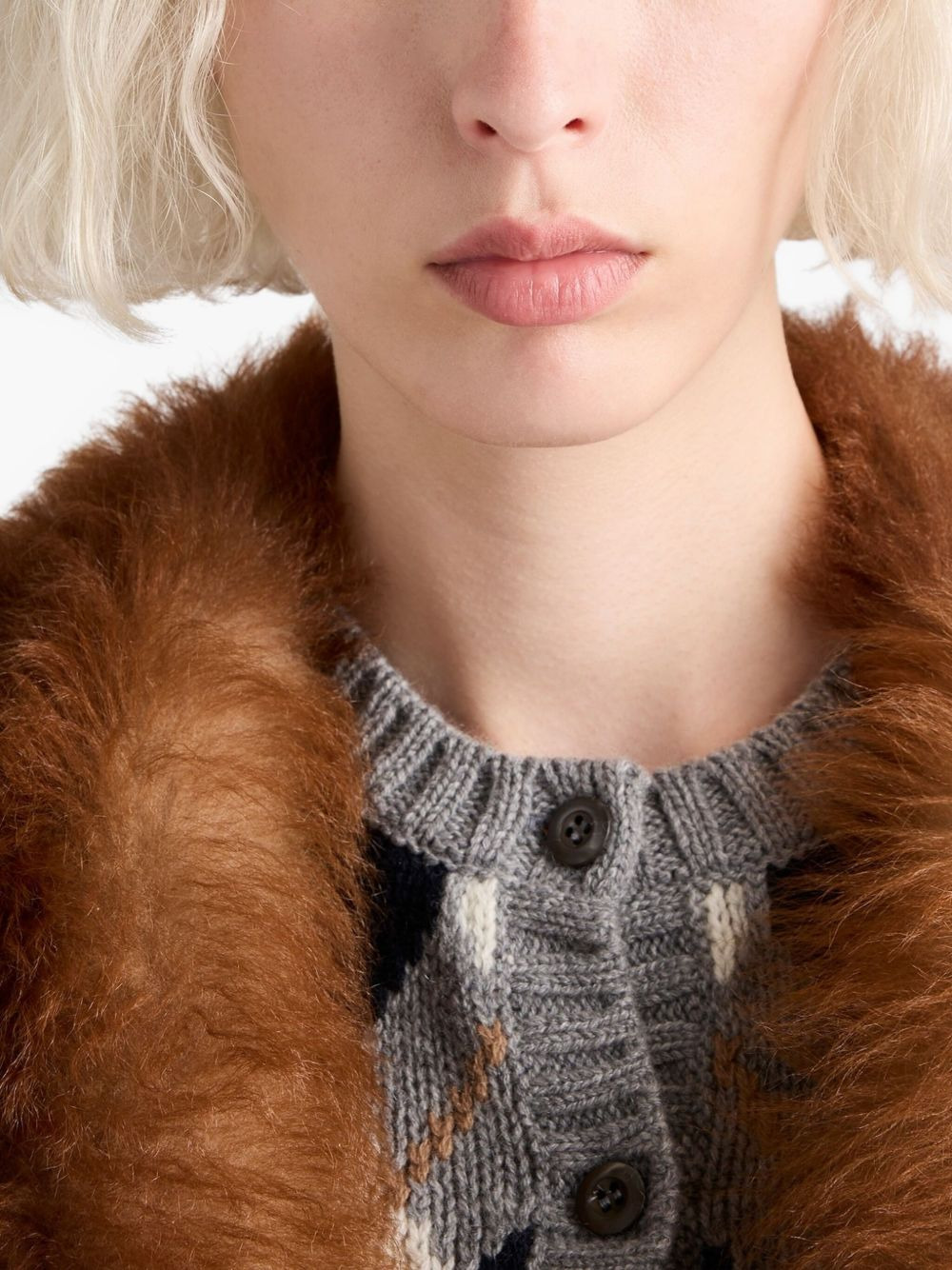 diamond-pattern wool cardigan - 5