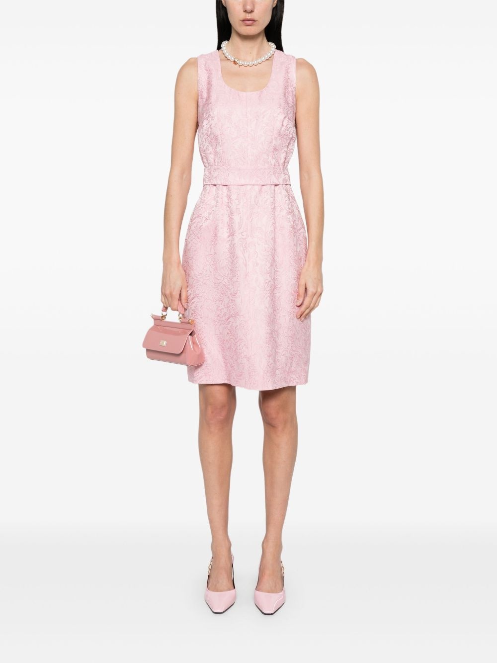 paisley-embroidery midi dress - 2