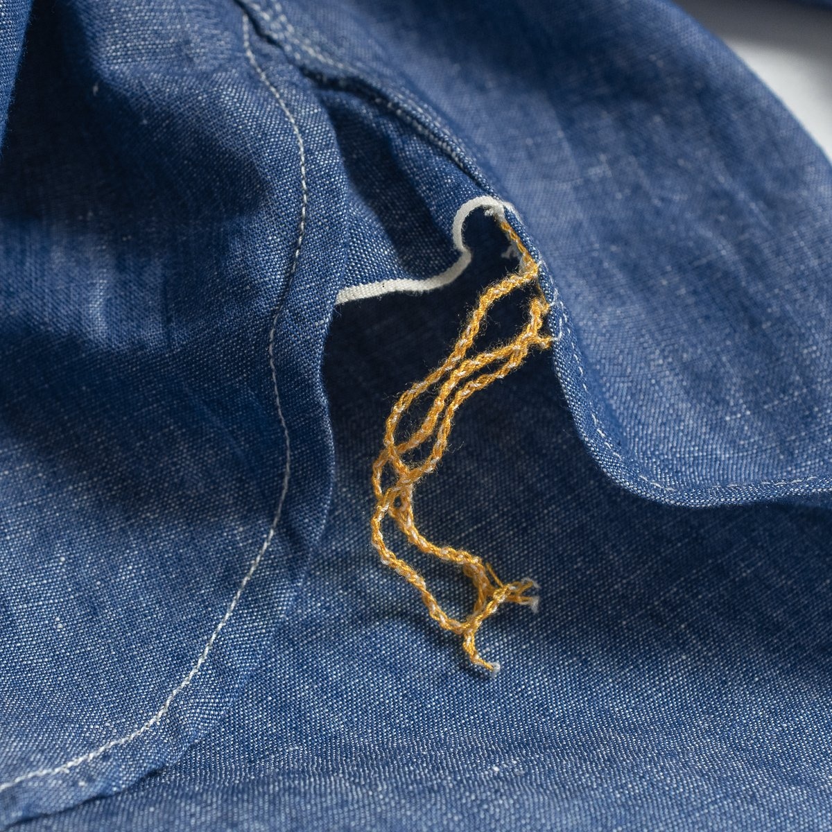 IHSH-222-IND 5oz Selvedge Cotton Linen Chambray Work Shirt - Indigo - 7