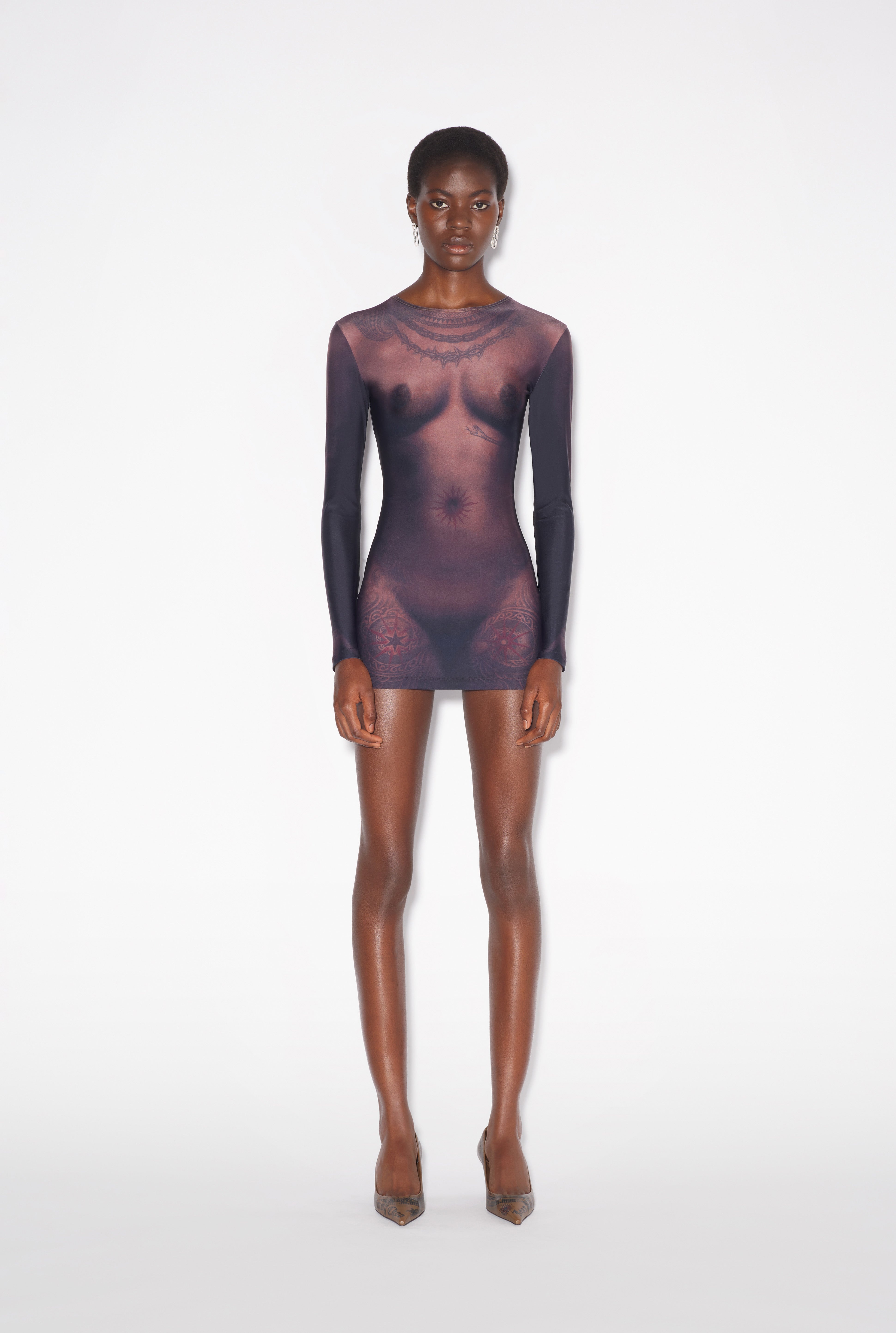 THE SHORT EBONY BODY TATTOO DRESS - 1