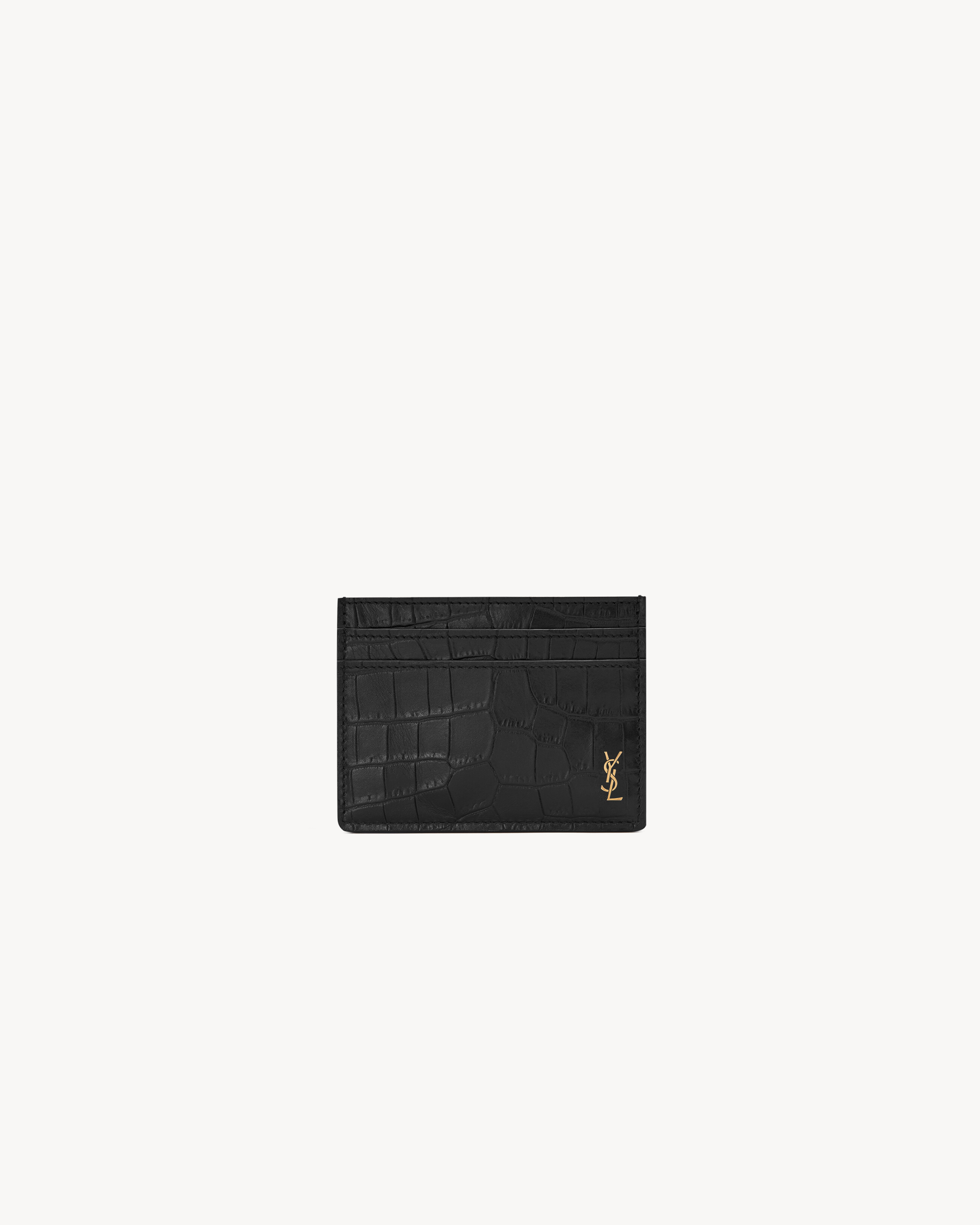 TINY CASSANDRE CARD CASE IN CROCODILE-EMBOSSED MATTE LEATHER - 1