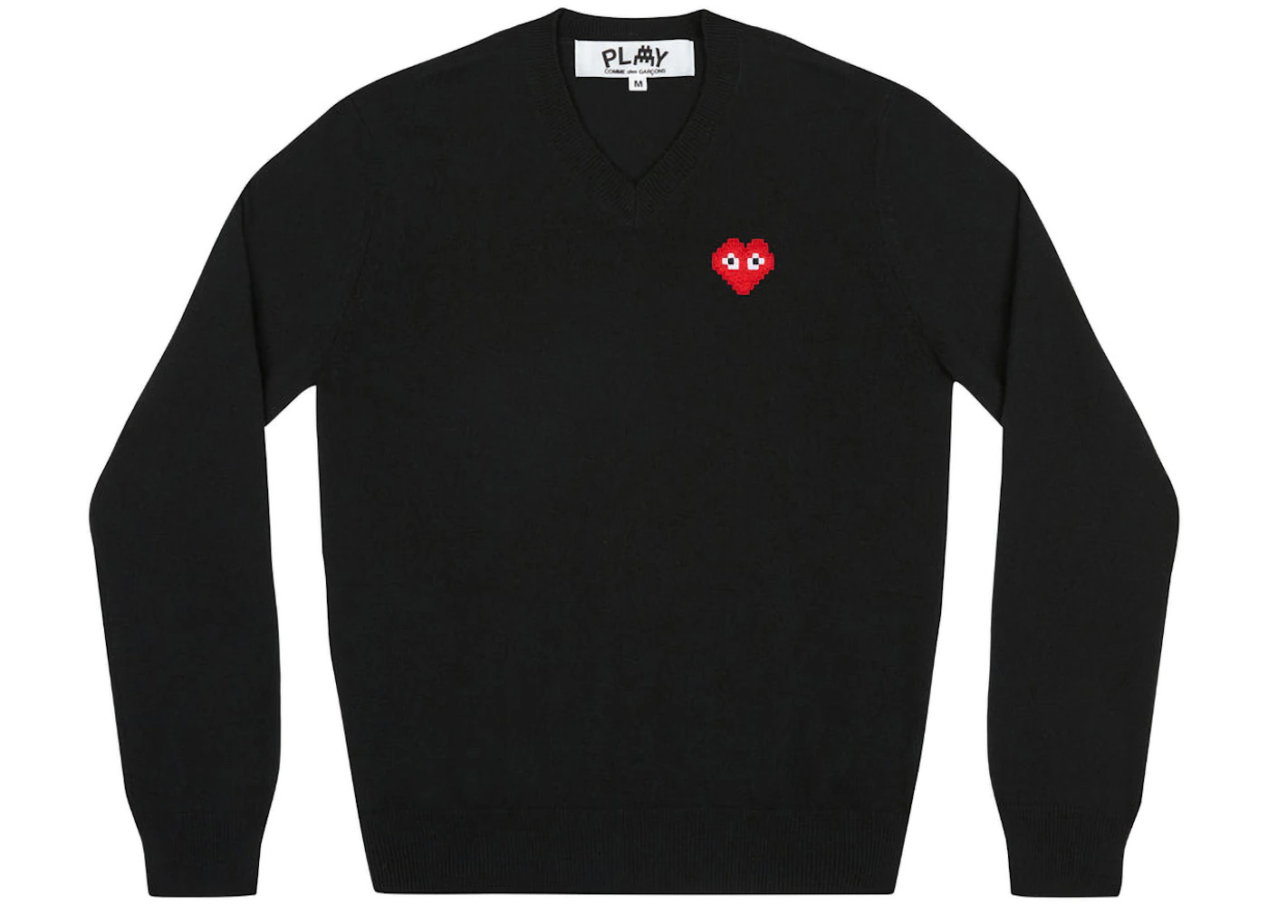 Comme des Garcons Play x Invader Women's V Neck Sweater Black - 1