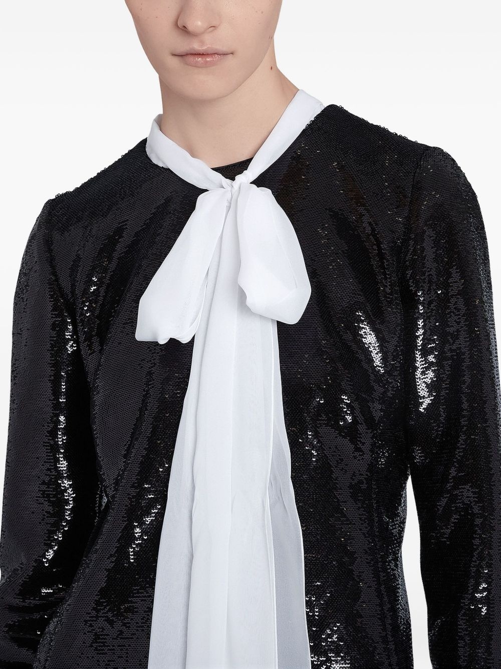 sequin self-tie neck dress - 5