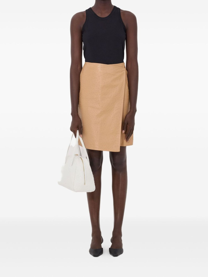 Loulou de Saison Gora ostrich-effect wrap midi skirt outlook