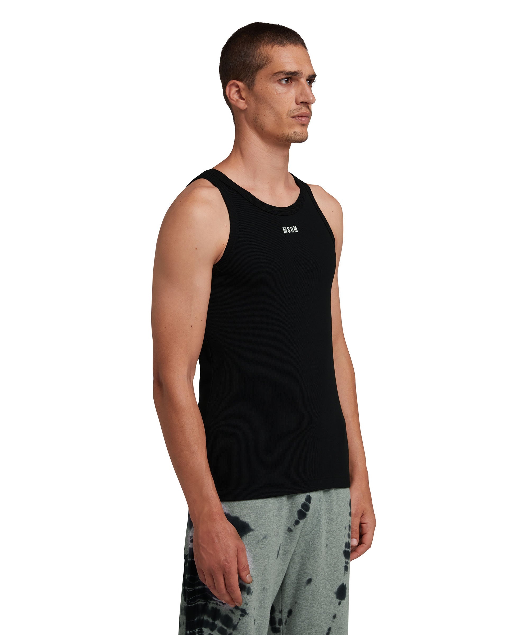 Ribbed jersey tank top with embroidered logo - 4