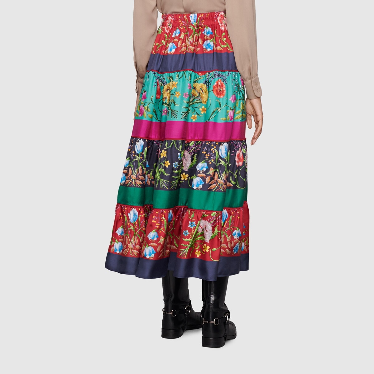 Gucci 100 floral silk skirt - 4