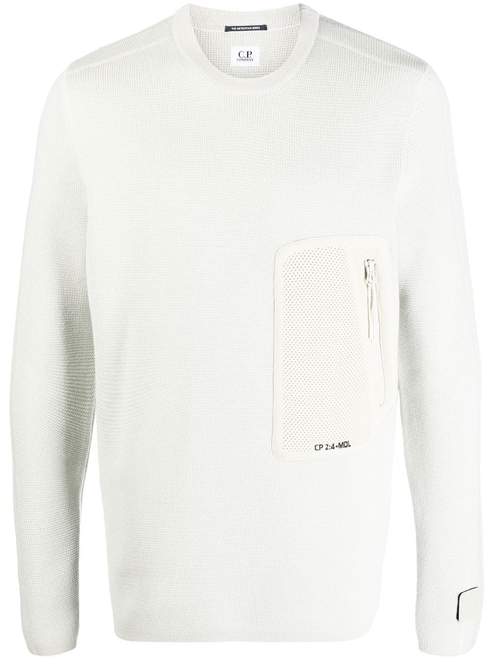 zip-pocket crew-neck jumper - 1