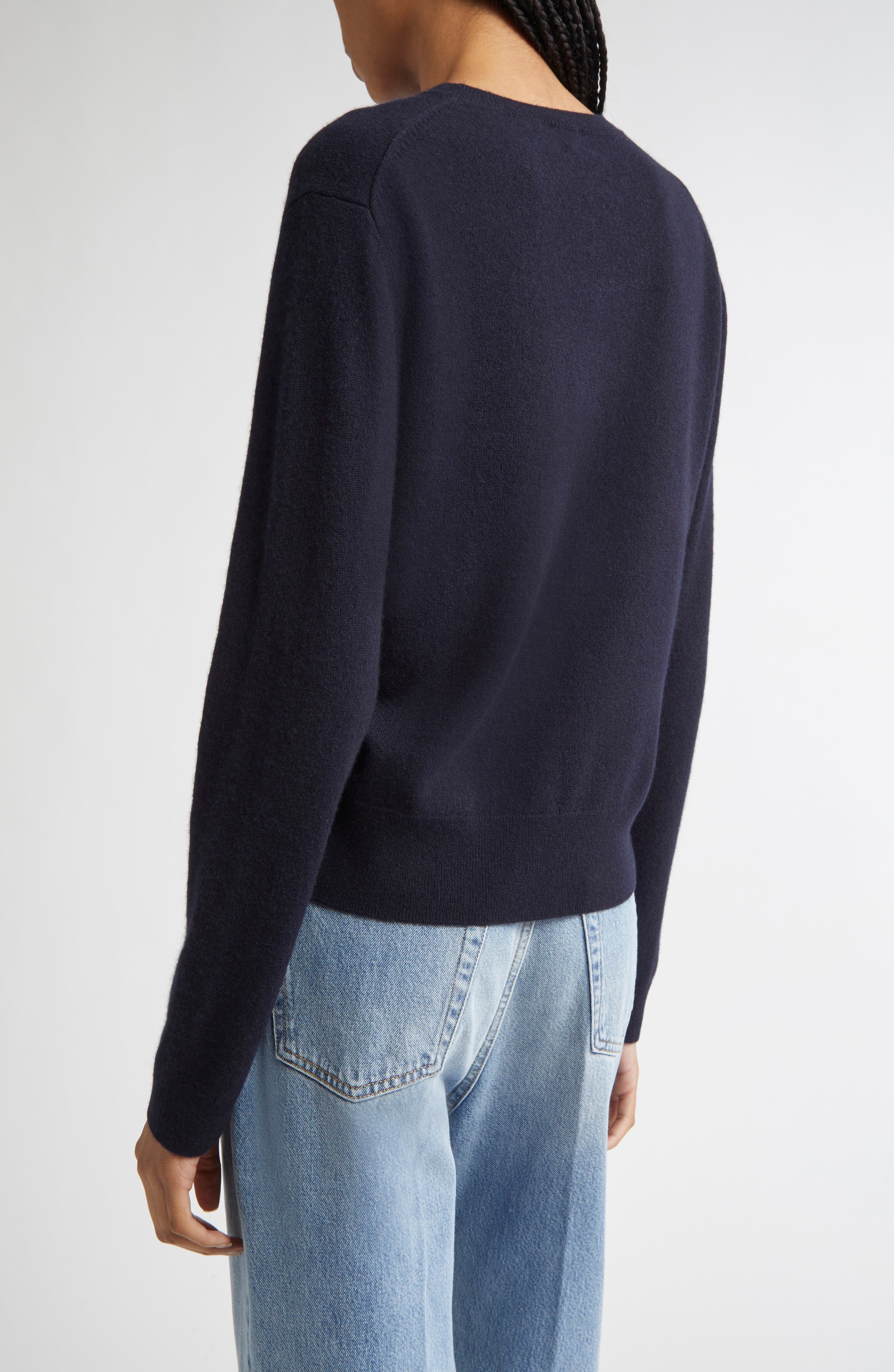 TOTEME Classic V-Neck Cashmere Sweater in Navy at Nordstrom - 3