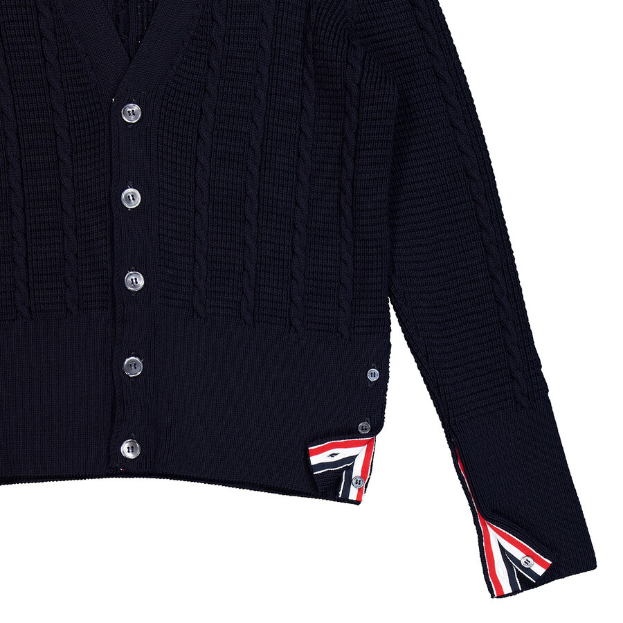 Thom Browne Wool Relaxed V-Neck Cable Cardigan - 2