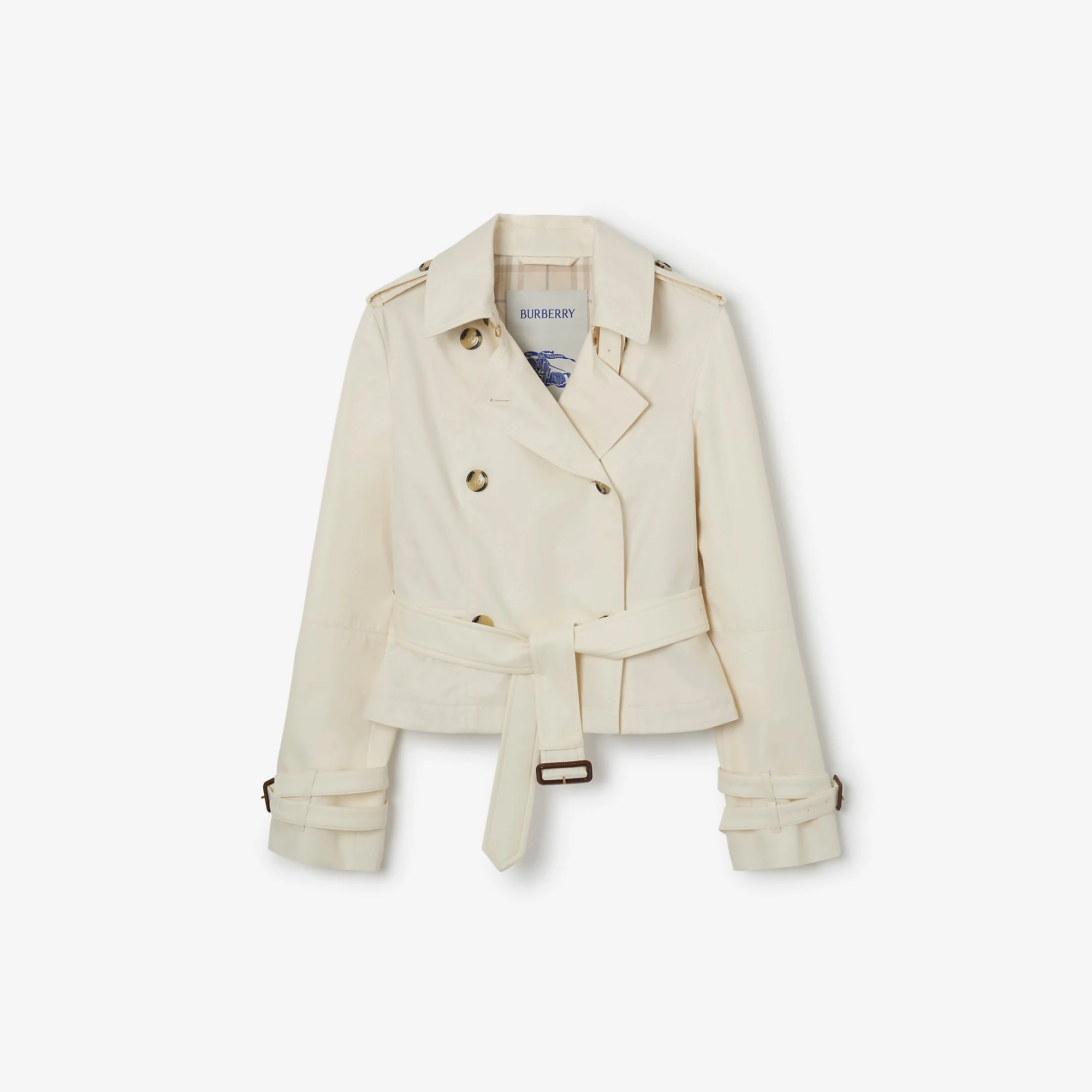 Cropped Tropical Gabardine Trench Jacket - 1