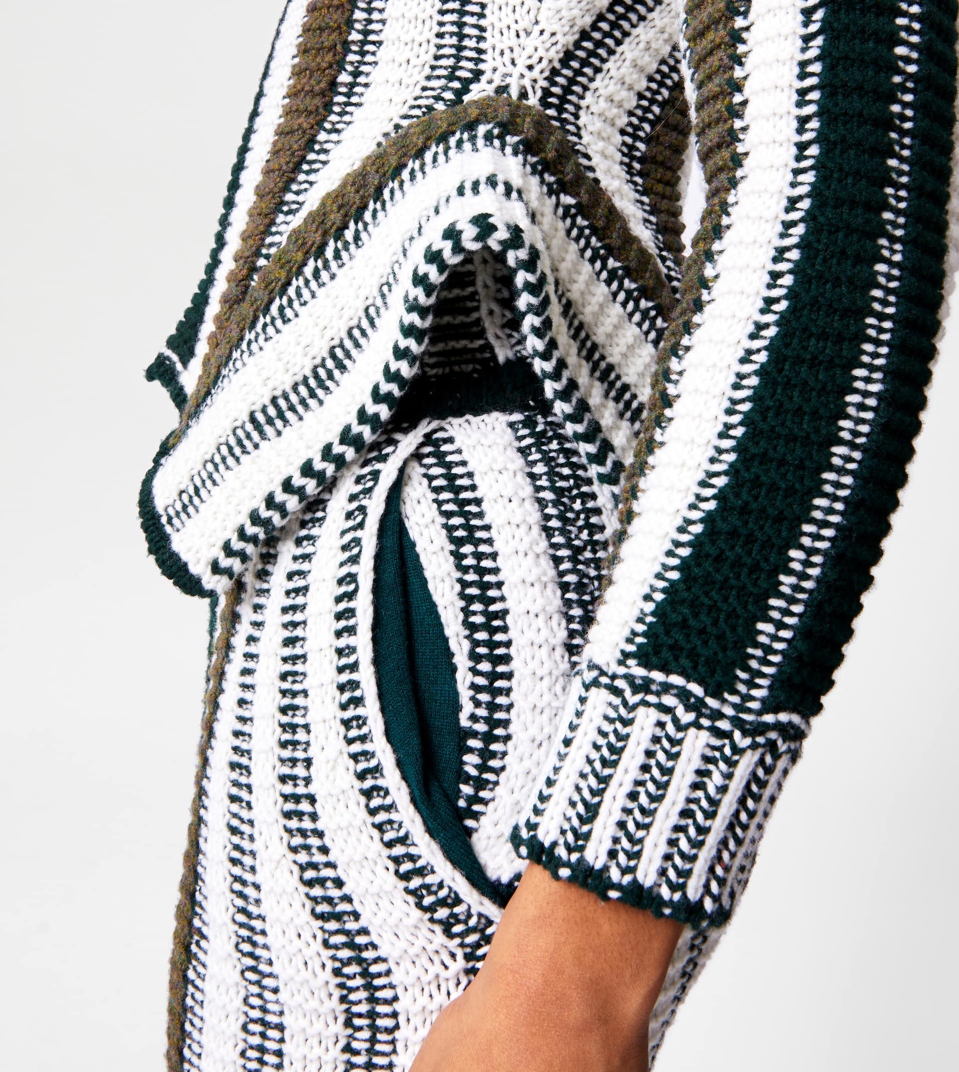 STRIPED SKIRT IN KNIT - GREEN, WHITE - 3