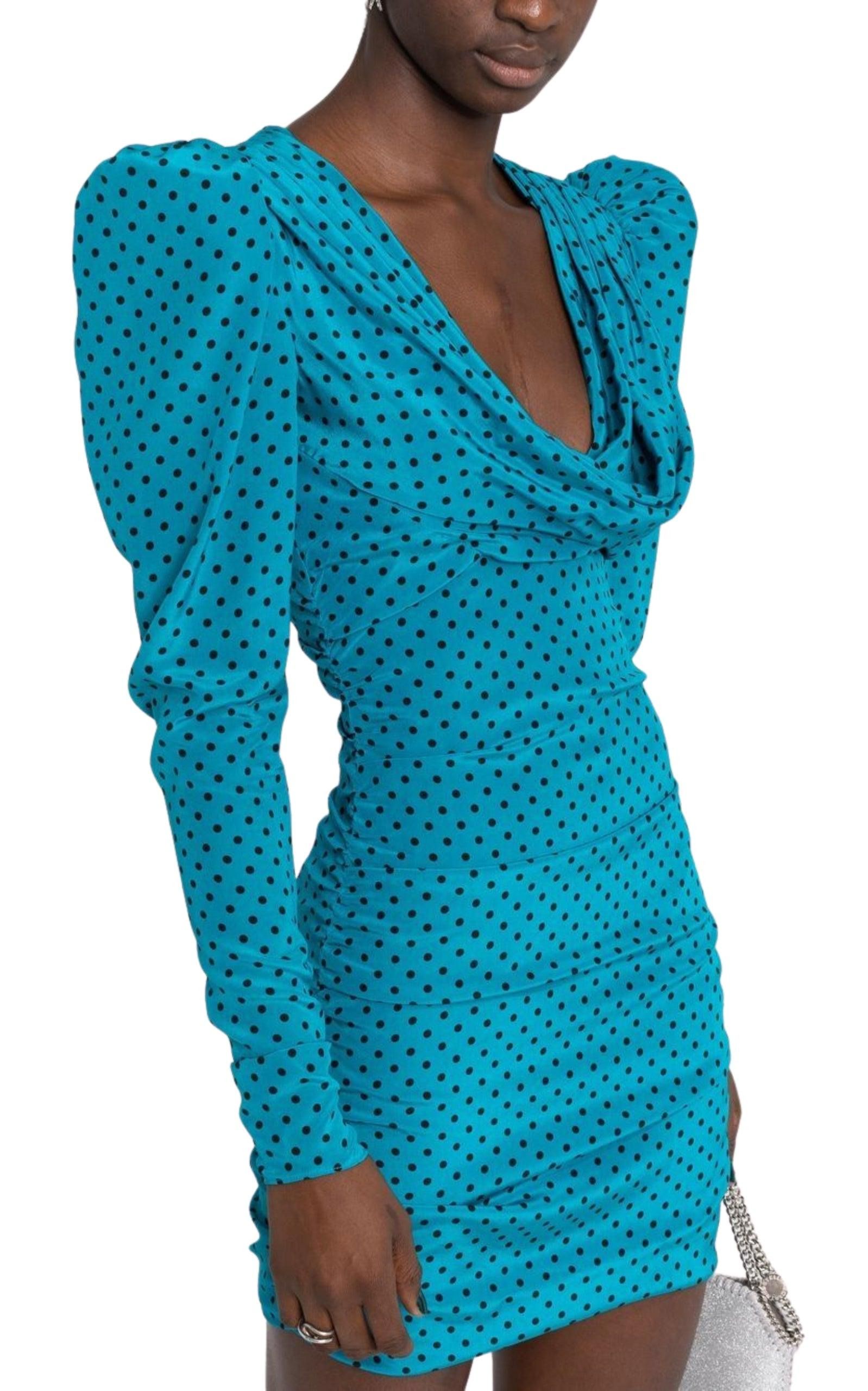 Polka-dot Silk Draped Mini - 5