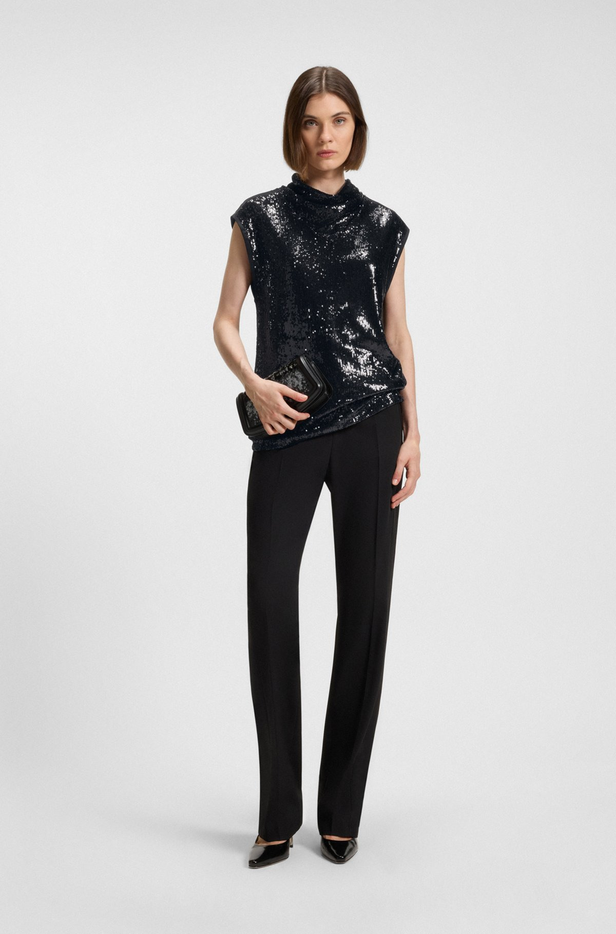 FUNNEL-NECK TOP WITH SEQUIN EMBELLISHMENTS - 3