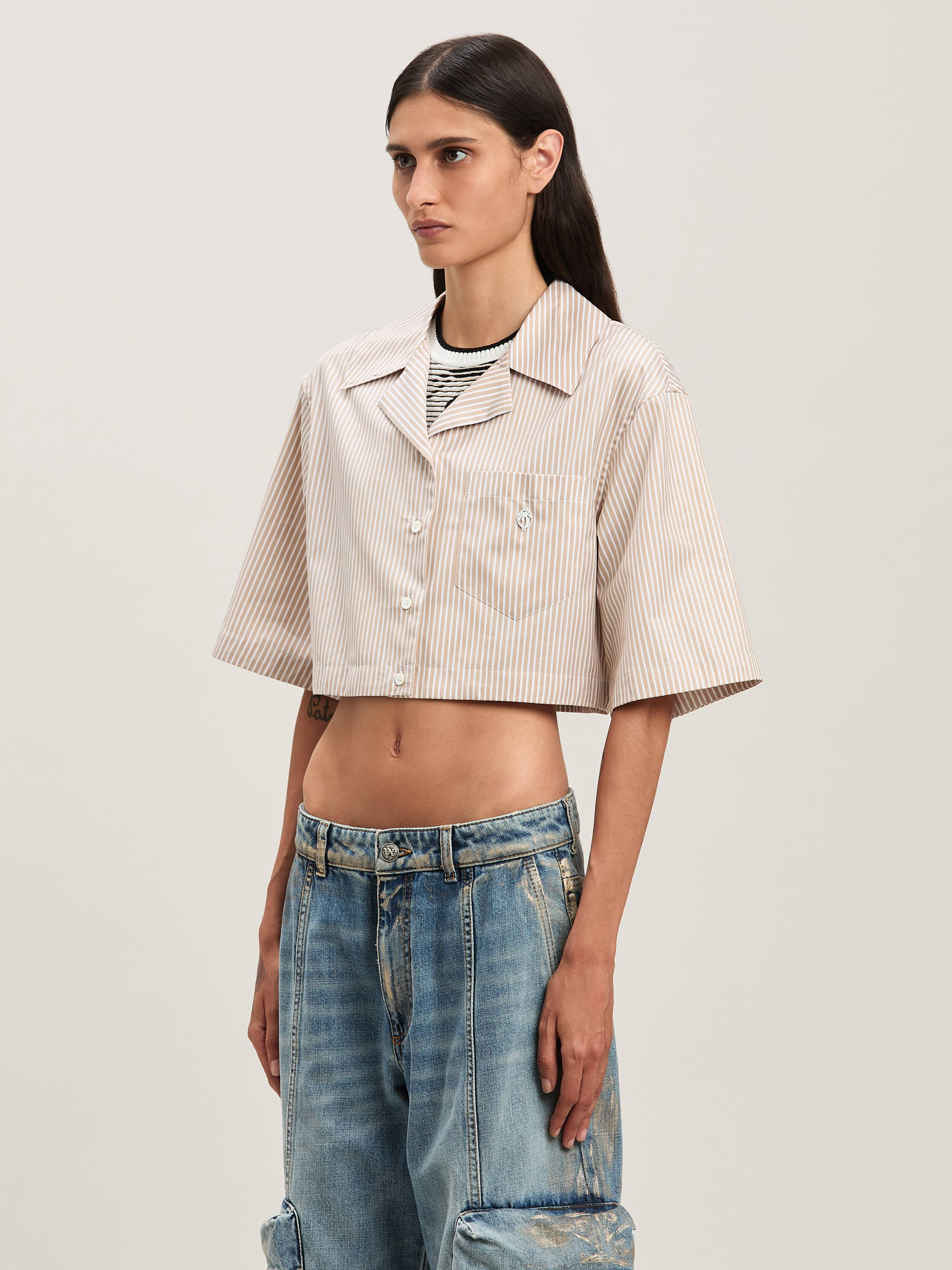 Curved Logo cropped shirt - 4
