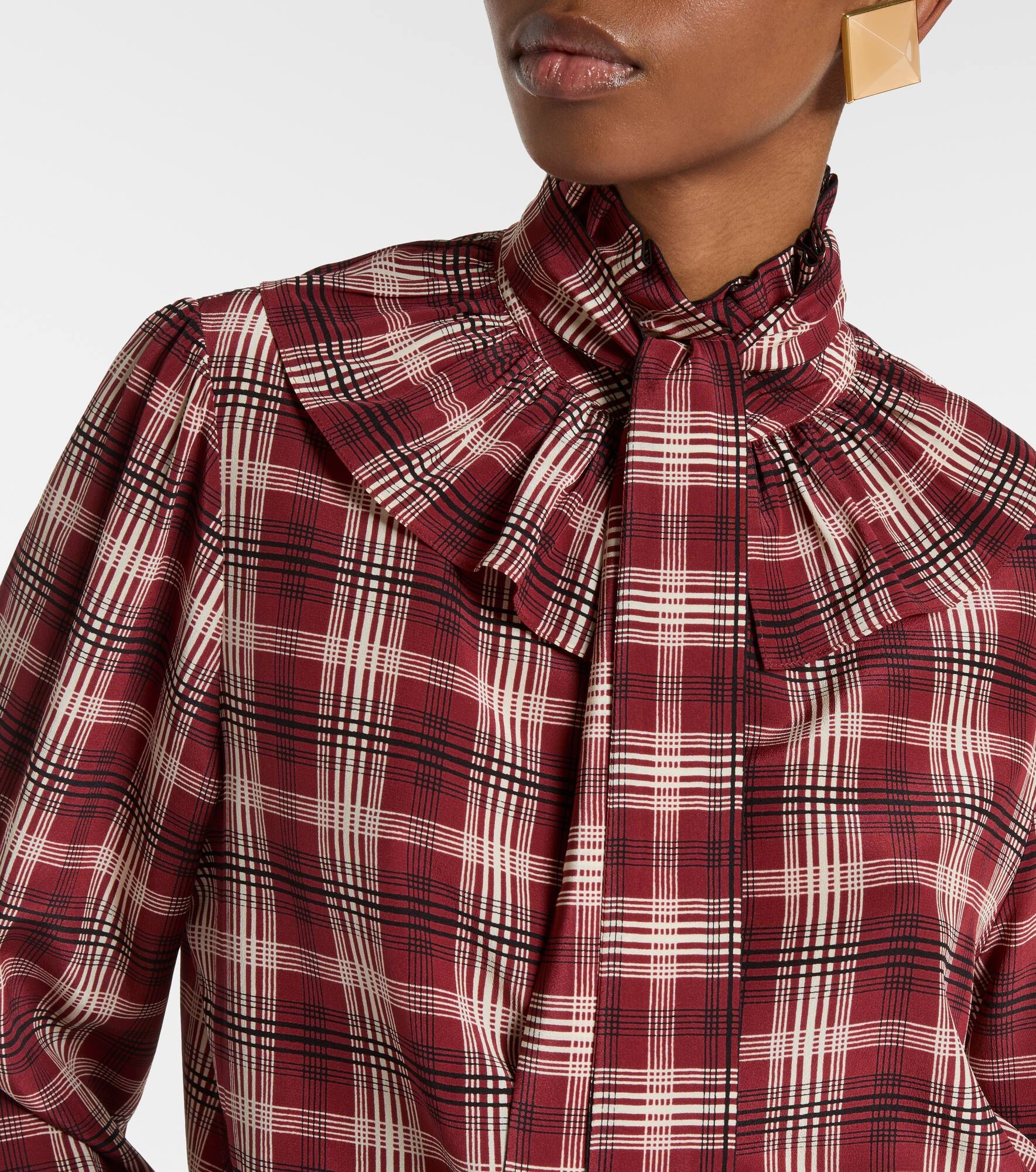 Checked silk blouse - 4