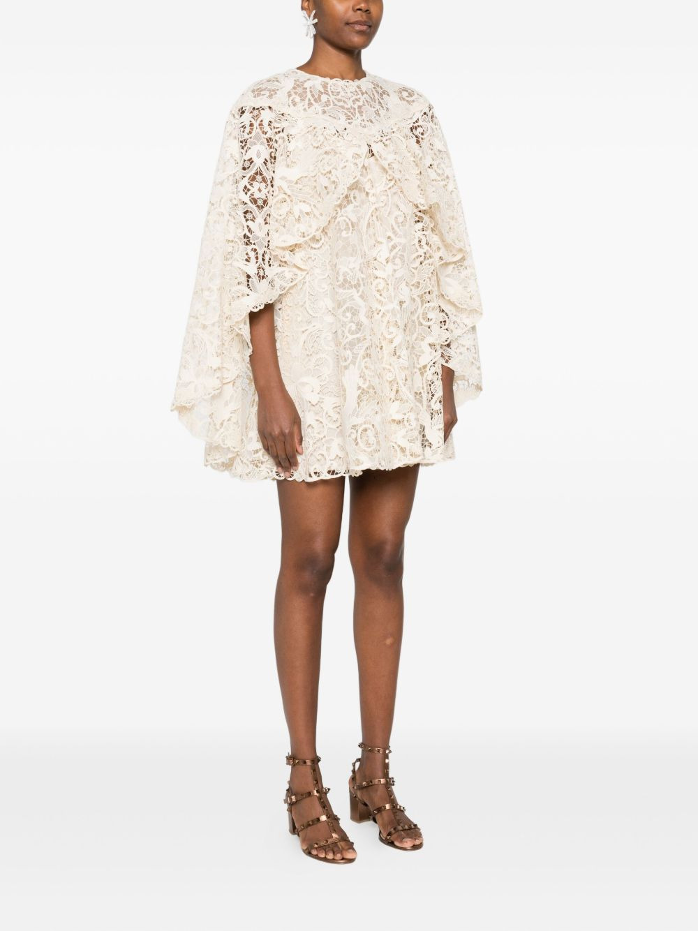 lace ruffled mini dress - 3