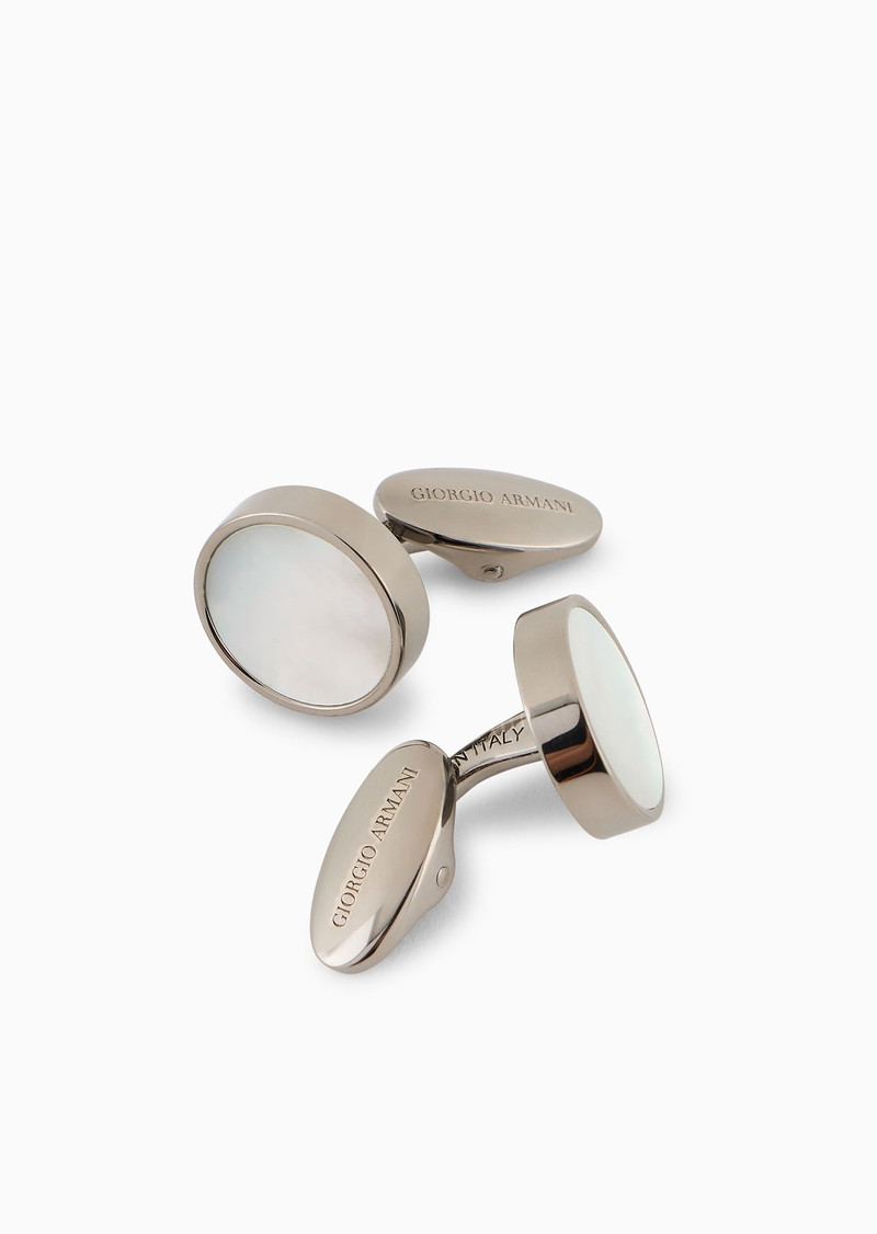 GIORGIO ARMANI 925 sterling silver cufflinks with a semi-precious gemstone outlook