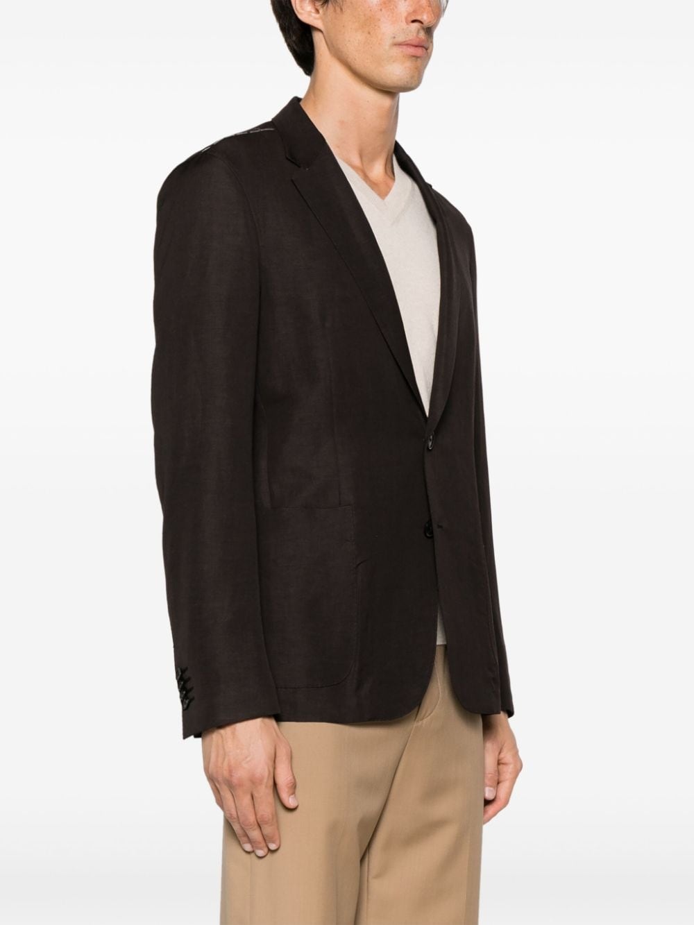 notched-lapels single-breasted blazer - 3