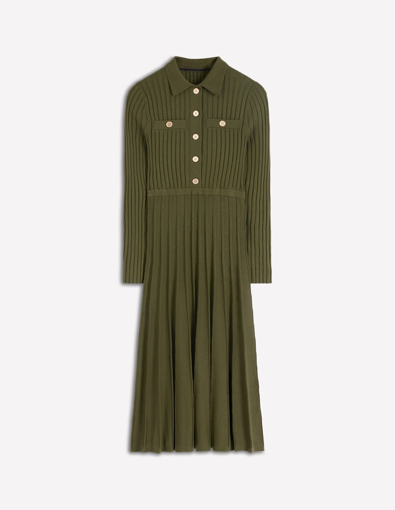 Brönte Knitted Rib Shirt Dress-Woodland Green 1