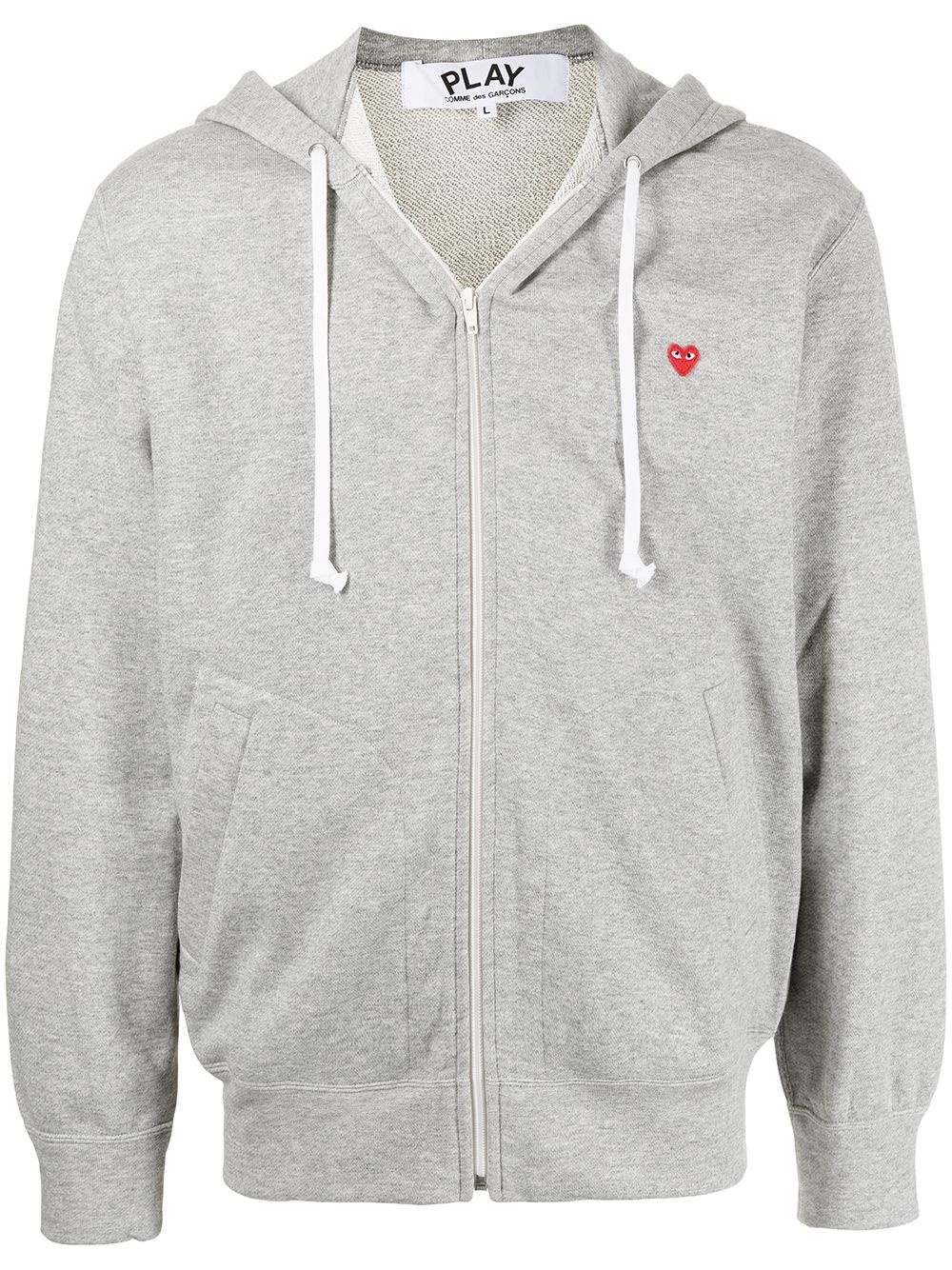 heart patch zip-up hoodie - 1