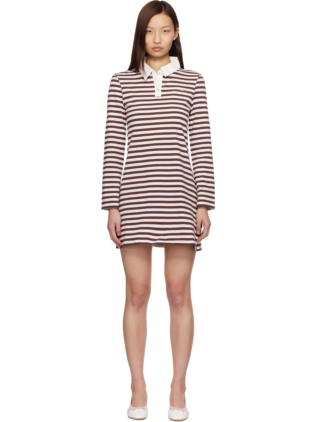 Off-White & Brown Toto Minidress - 1