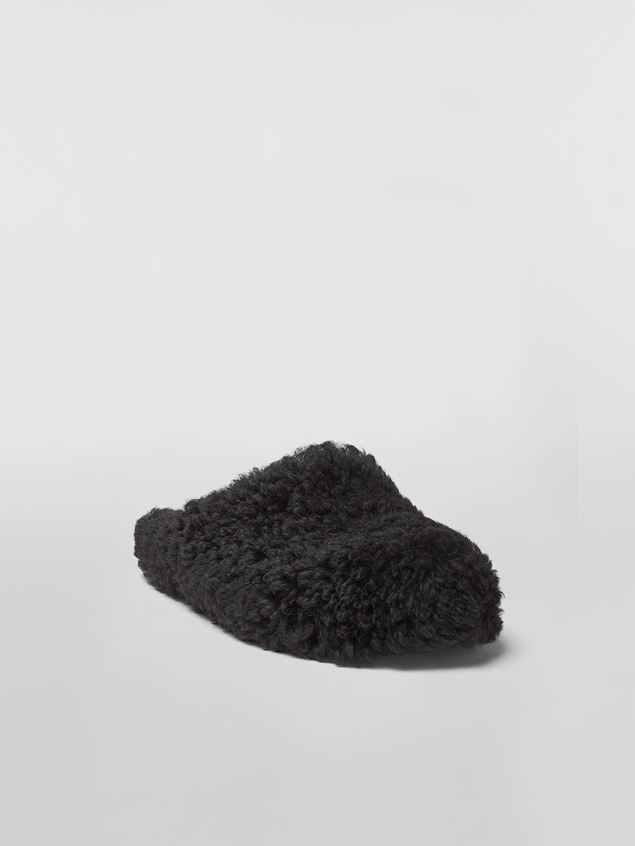 BLACK SHEARLING MULE - 2