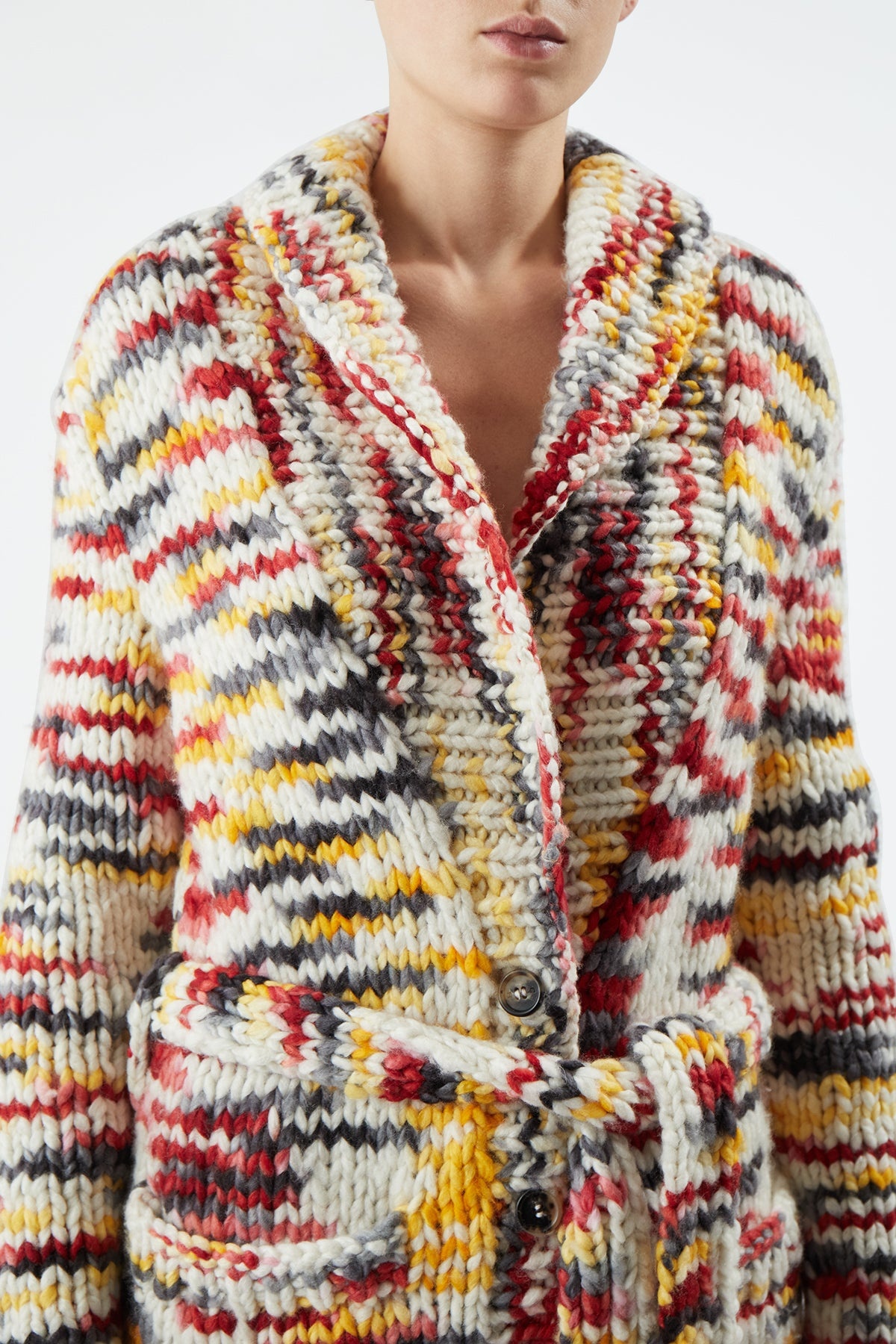 Moses Knit Cardigan in Space Dye Jewel Multi Welfat Cashmere - 5