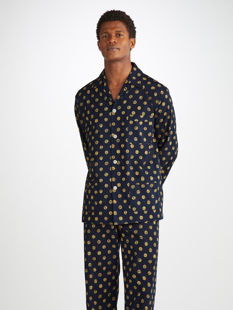 Men's Classic Fit Pajamas Ledbury 78 Cotton Batiste Navy - 4