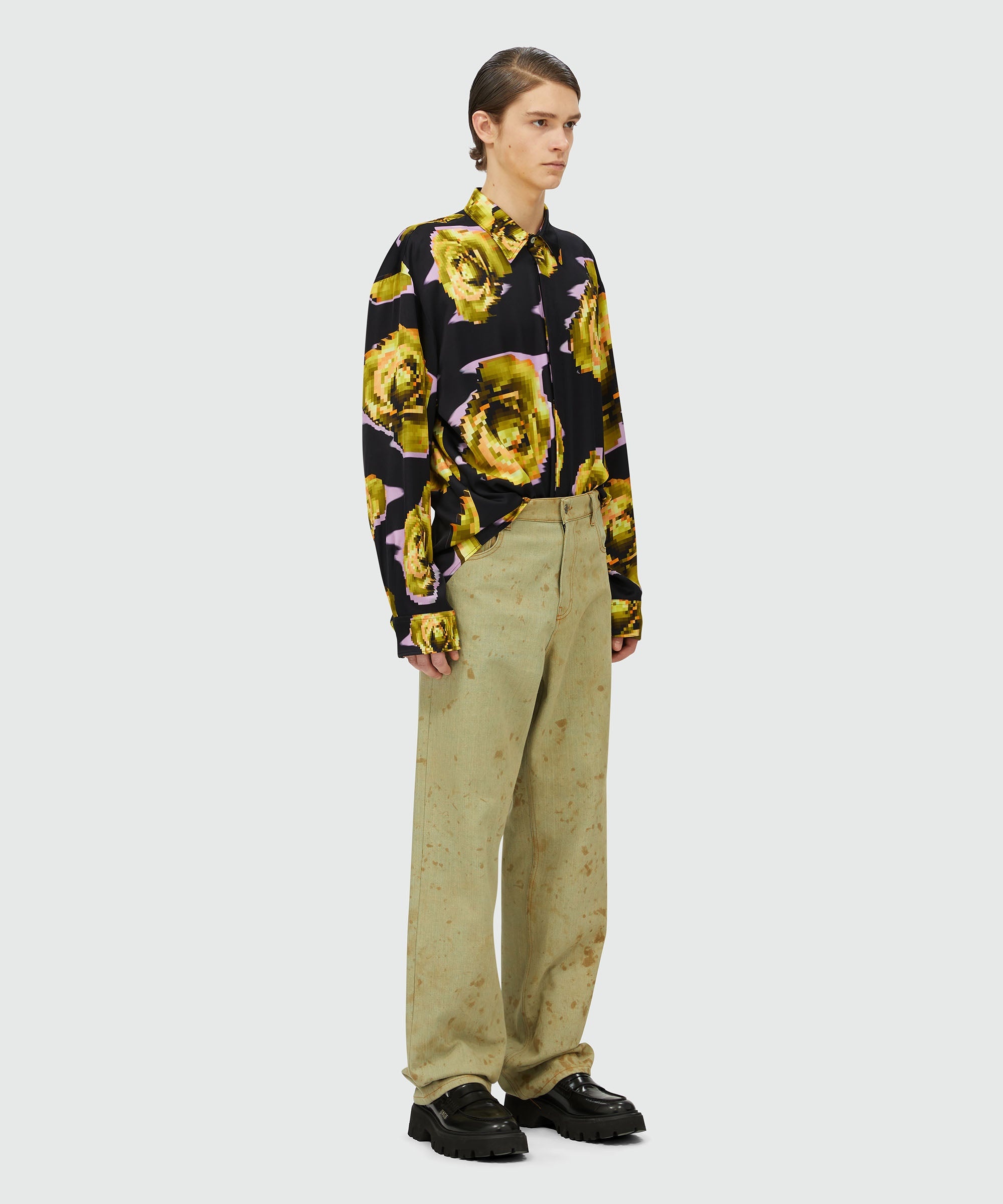 Satin shirt with "Underground pixelled roses" pattern - 4