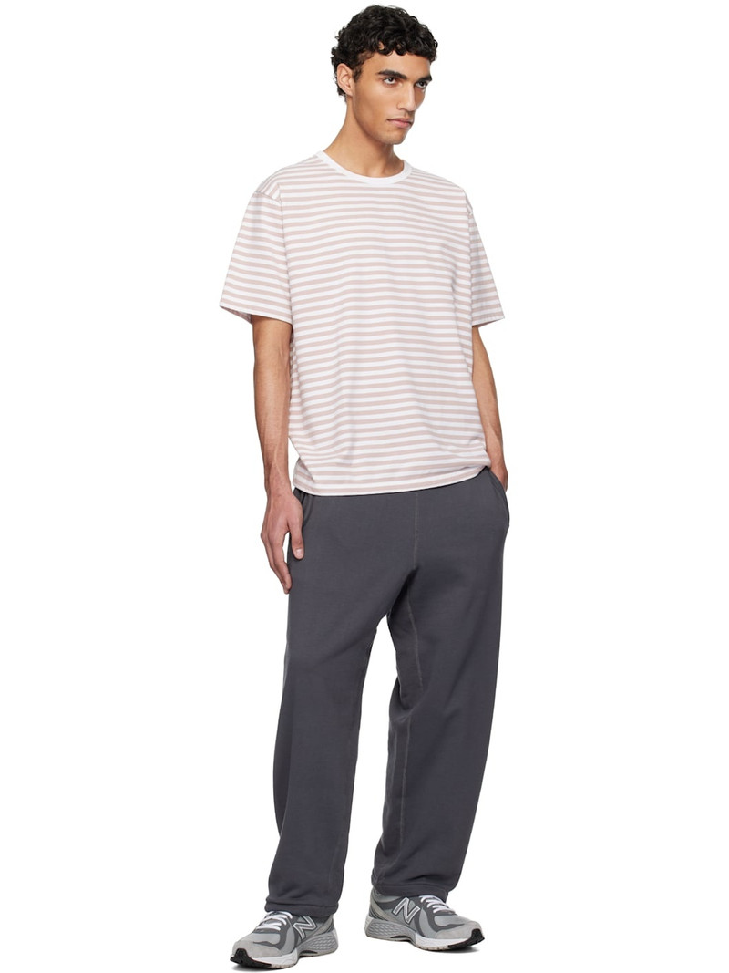 Nanamica Pink & White COOLMAX Stripe Jersey T-shirt outlook