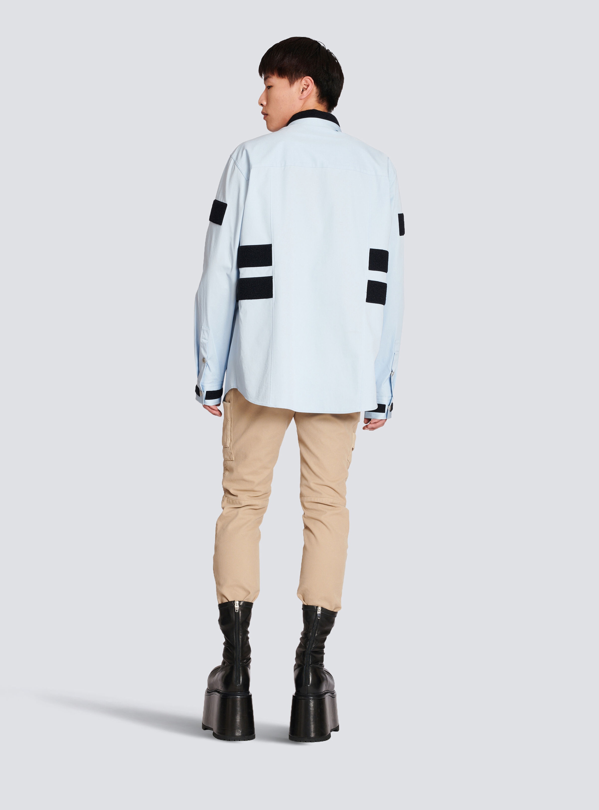Cotton shirt with velcro stripes - 4