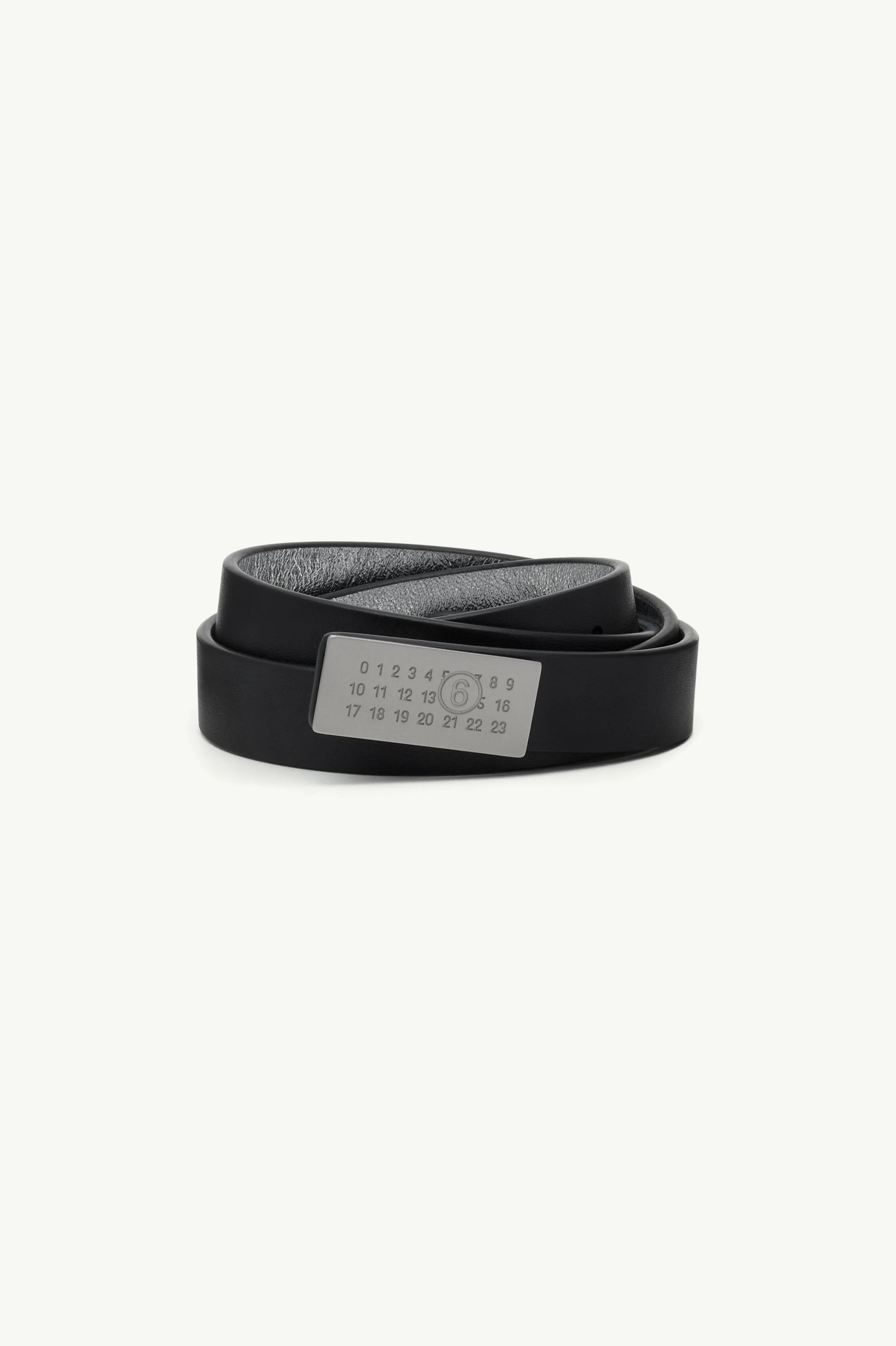 Slim numeric buckle leather belt - 1