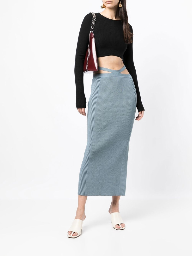 SIMKHAI side ribbed-detail midi skirt outlook