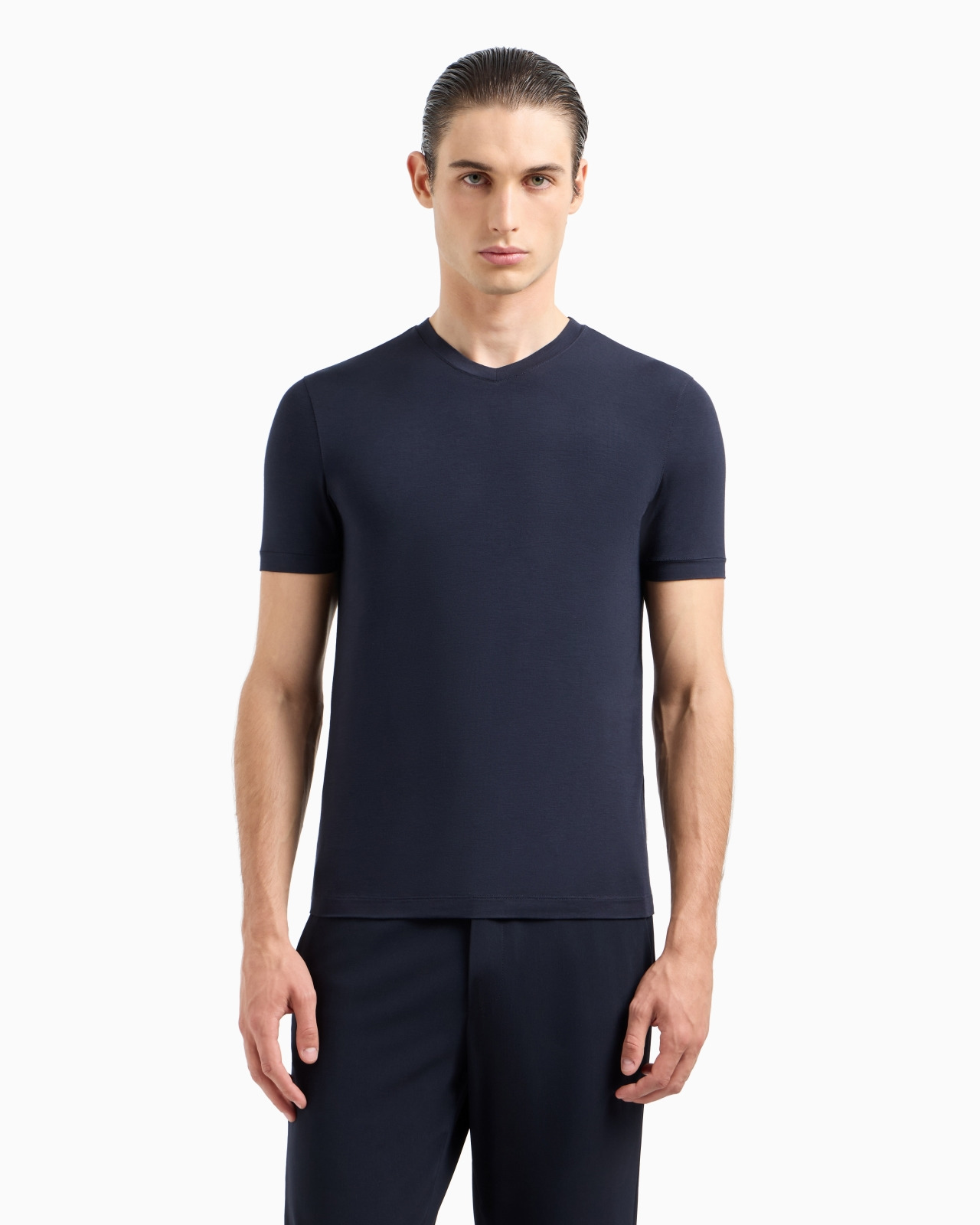 STRETCH VISCOSE JERSEY, V-NECK ICON T-SHIRT - 4