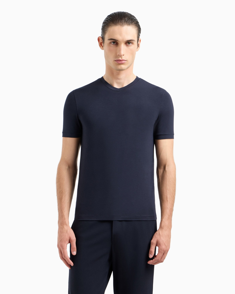 GIORGIO ARMANI STRETCH VISCOSE JERSEY, V-NECK ICON T-SHIRT outlook