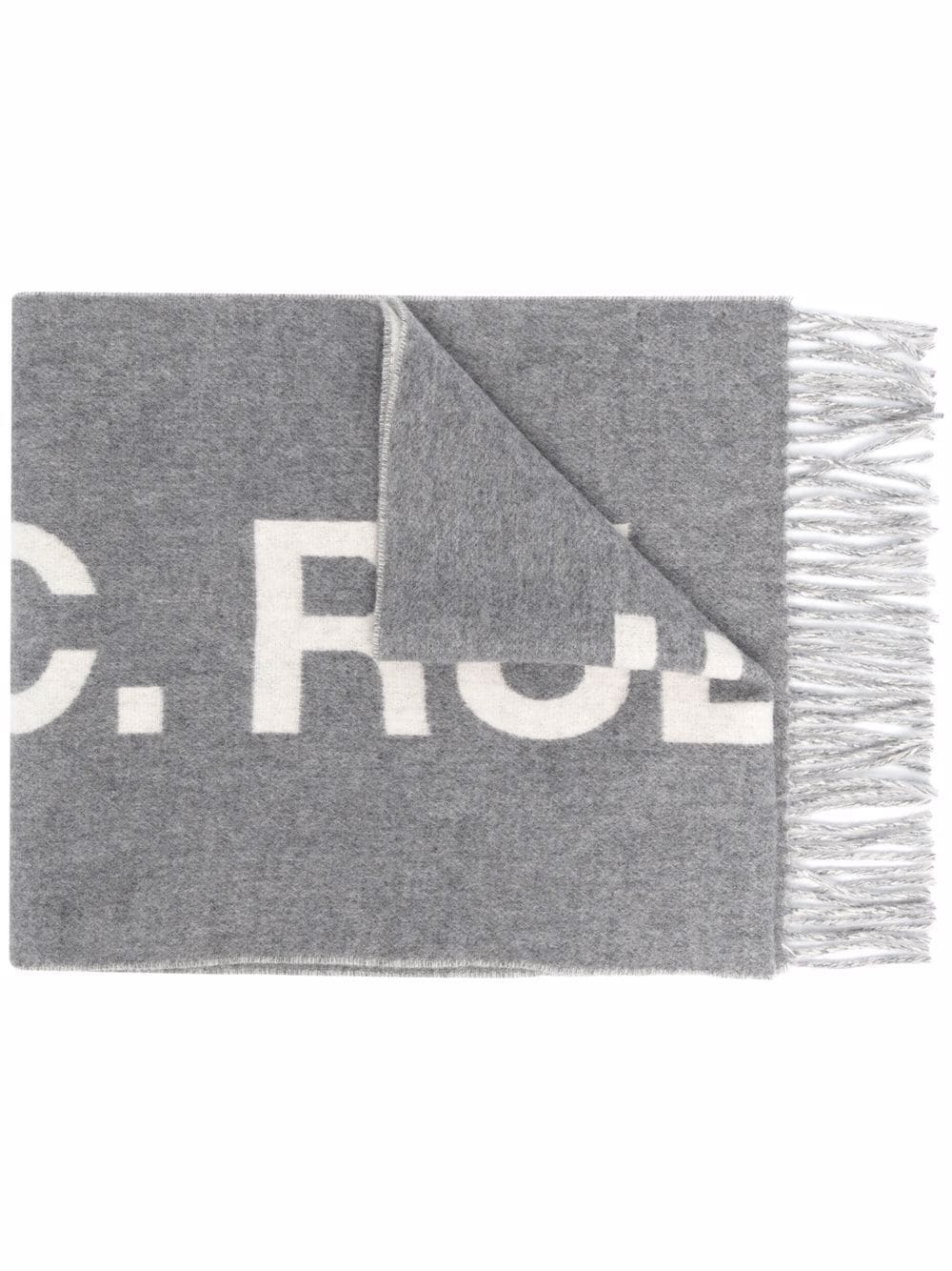 logo-jacquard wool scarf - 1