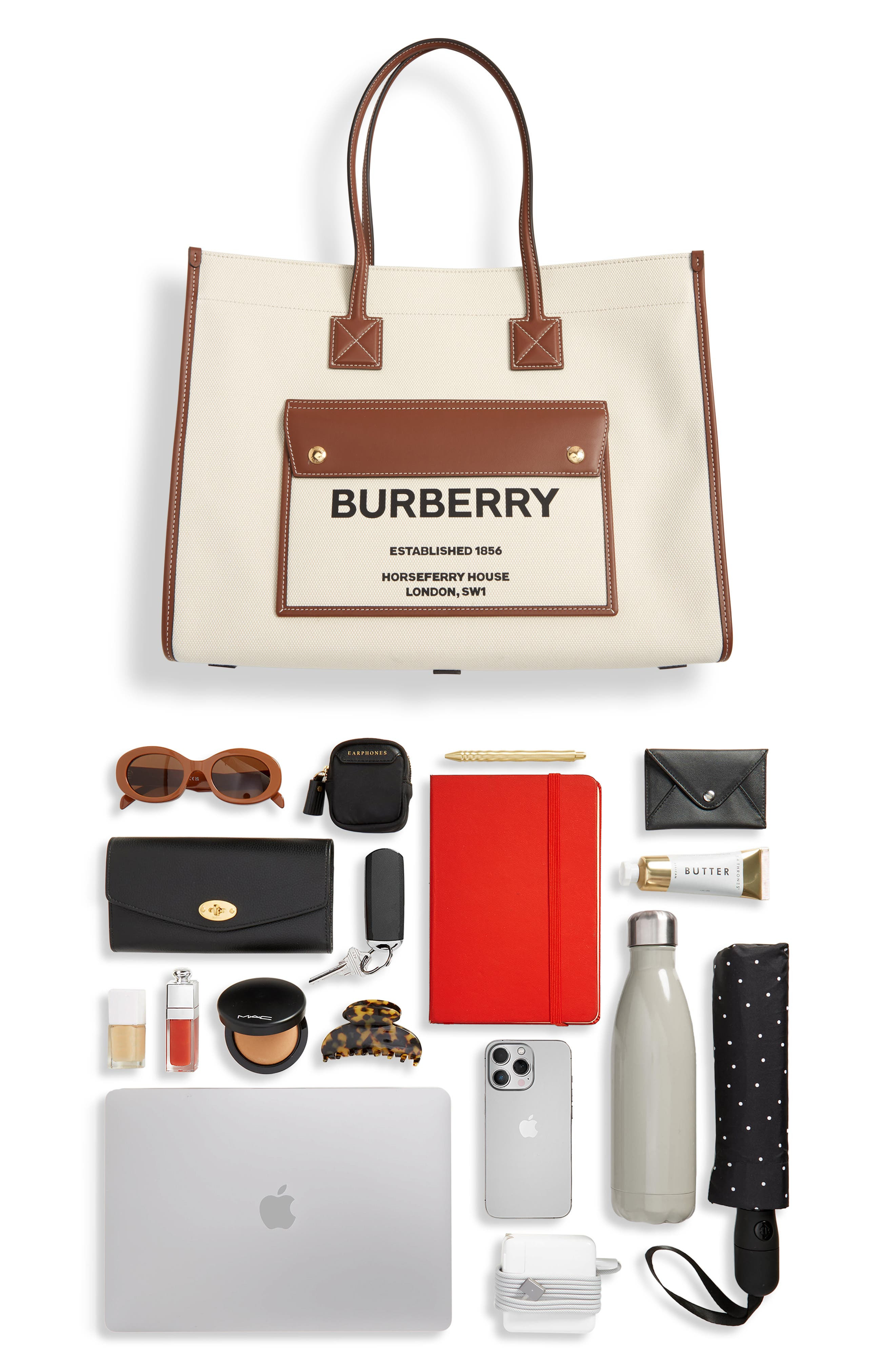 burberry Medium Towner Horseferry Print Canvas & Leather Tote in Natural/Tan at Nordstrom - 7