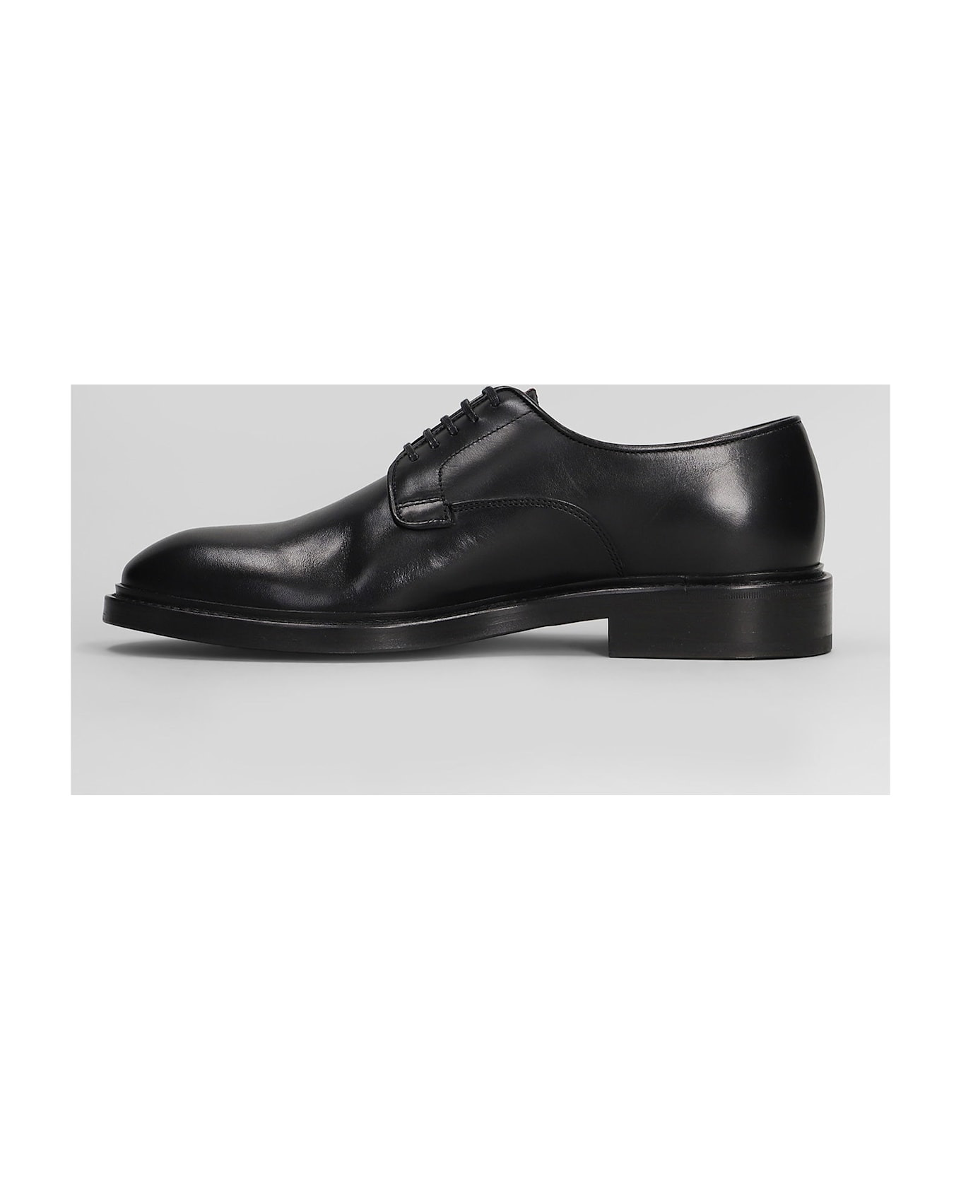 Lace Up Shoes In Black Leather - 3